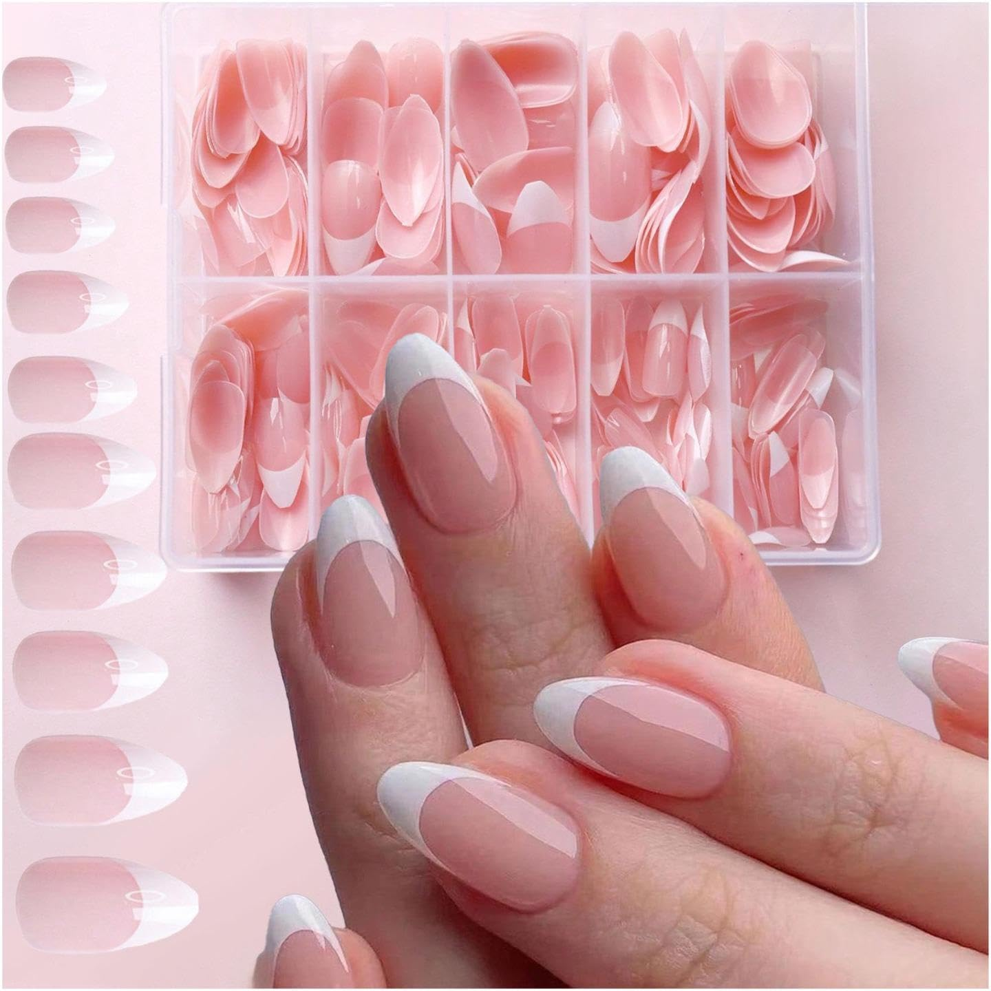 576Pc Short Press on Nails 24 Colours Glossy Squoval Fake Nails, Full Cover Acrylic Artificial Fingernails for Kids Girls Women &ndash; Quick At-Home Manicure Nail Tips Gel Artificial Fingernail