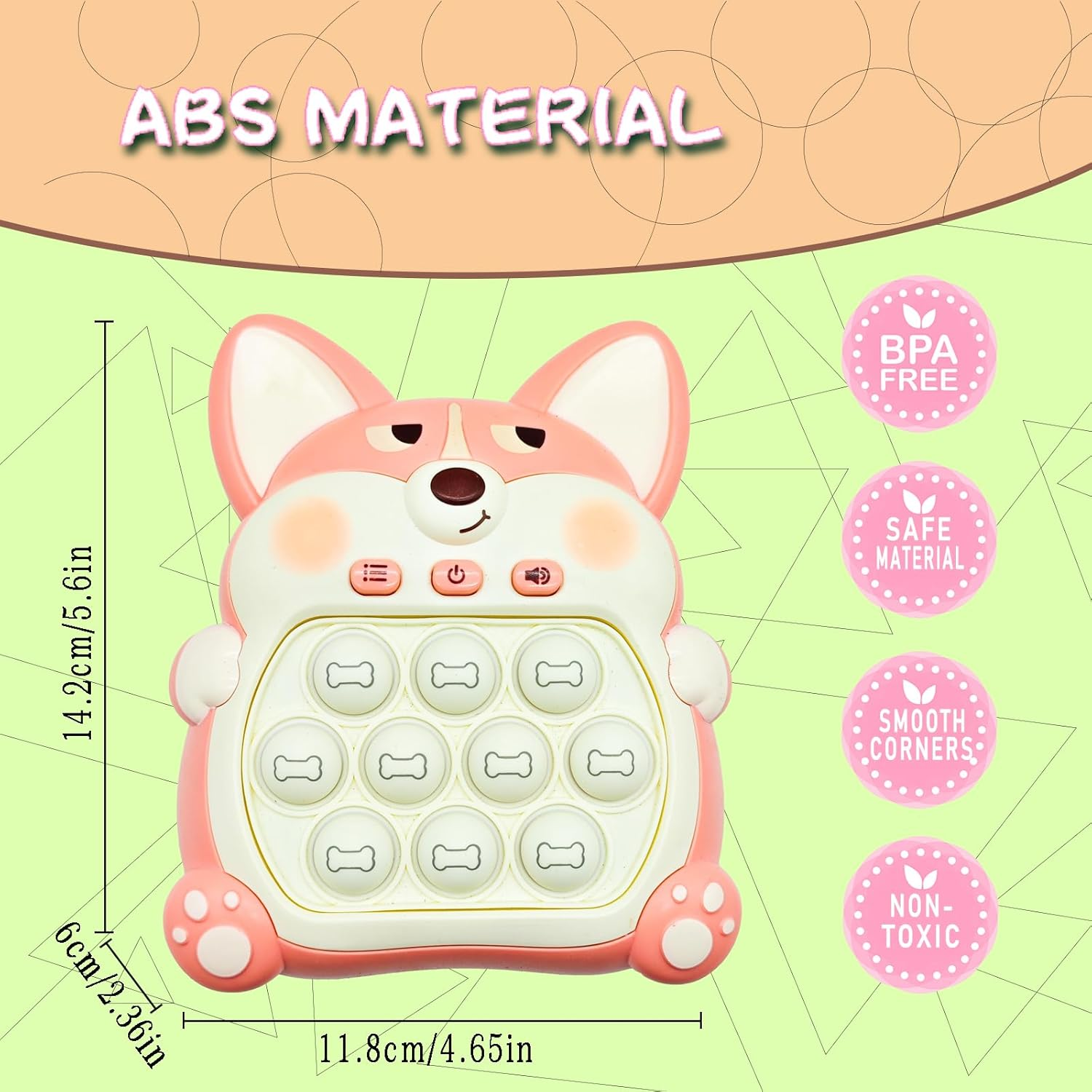 Upgraded Quick Push Game Popping Fidget Toys for Kids, with LED Screen for Children 3-12 for Boys and Girls Bubble Stress,Handheld Puzzle Game Sensory Toys Easter Basket Stuffers (Corgi) image number 1