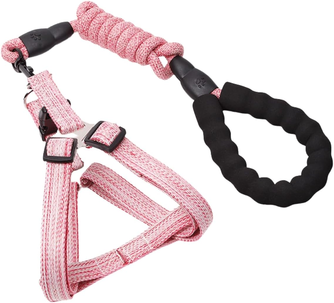 Premium No-Pull Dog Harness & Leash Set - Reflective Adjustable Step-In Vest for Small Medium Large Dogs (Pink, Large) image number 6