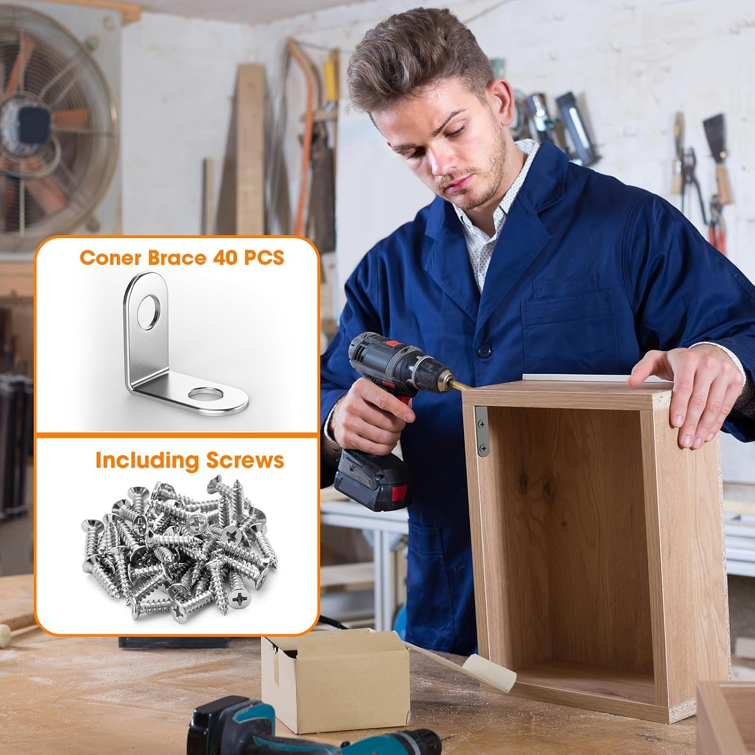 L Bracket Corner Brace with Screws,20Pcs L Bracket Corner Brace 90 Degree Corner Braces L Brackets Corner Brackets,90 Degree Brace Small Right Angle Brackets,Stainless Steel L Brackets Corner Braces image number 1