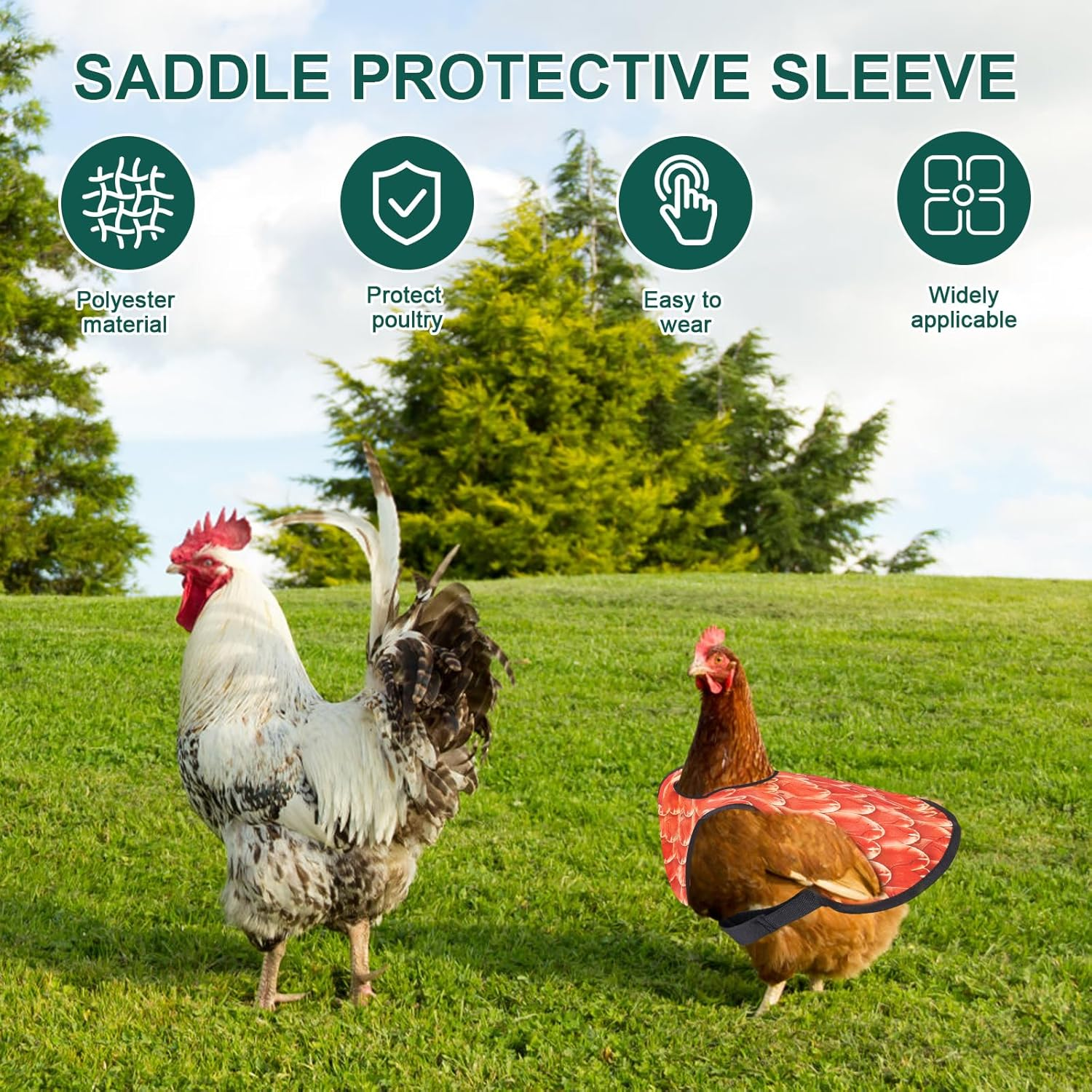 3Pcs Chicken Saddle Back Protector Polyester Chicken Apron Feather Protector with Adjustable Straps for Hens Poultry image number 6