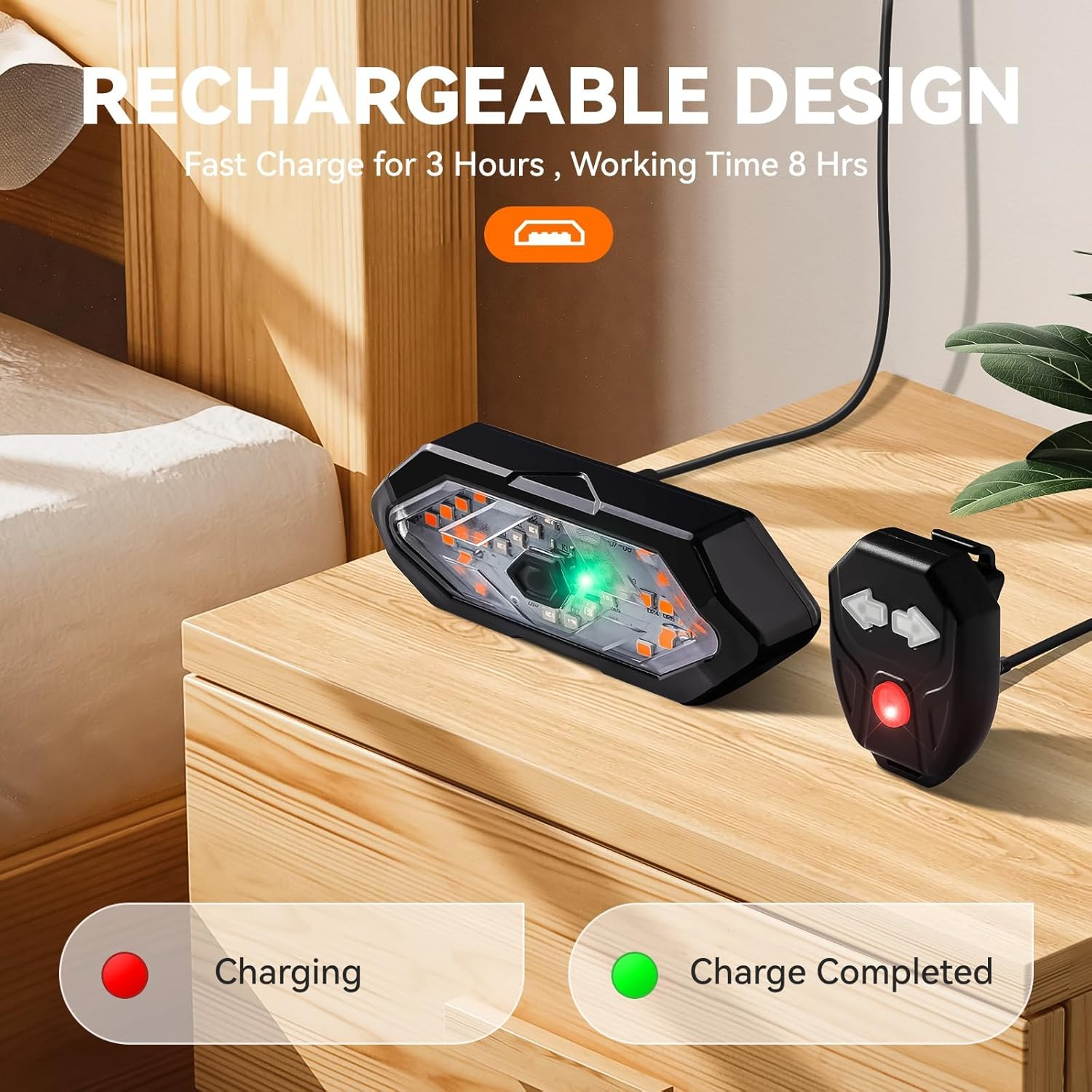 Bike Tail Light with Turn Signals USB Rechargeable Bike Turn Signals 120 Lumens Ultra Bright LED Turn Signals for Bicycle 5 Mode for Night Riding Bicycle image number 4