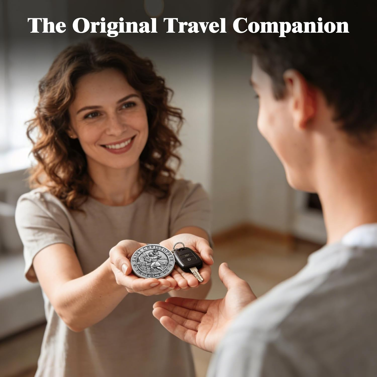 Ploreway St. Christopher Medal for Car, Metal Saint Christopher Visor Clip, Talisman for Safety, Automotive Visor Accessories, Gift for Drivers, Families, Friends image number 2