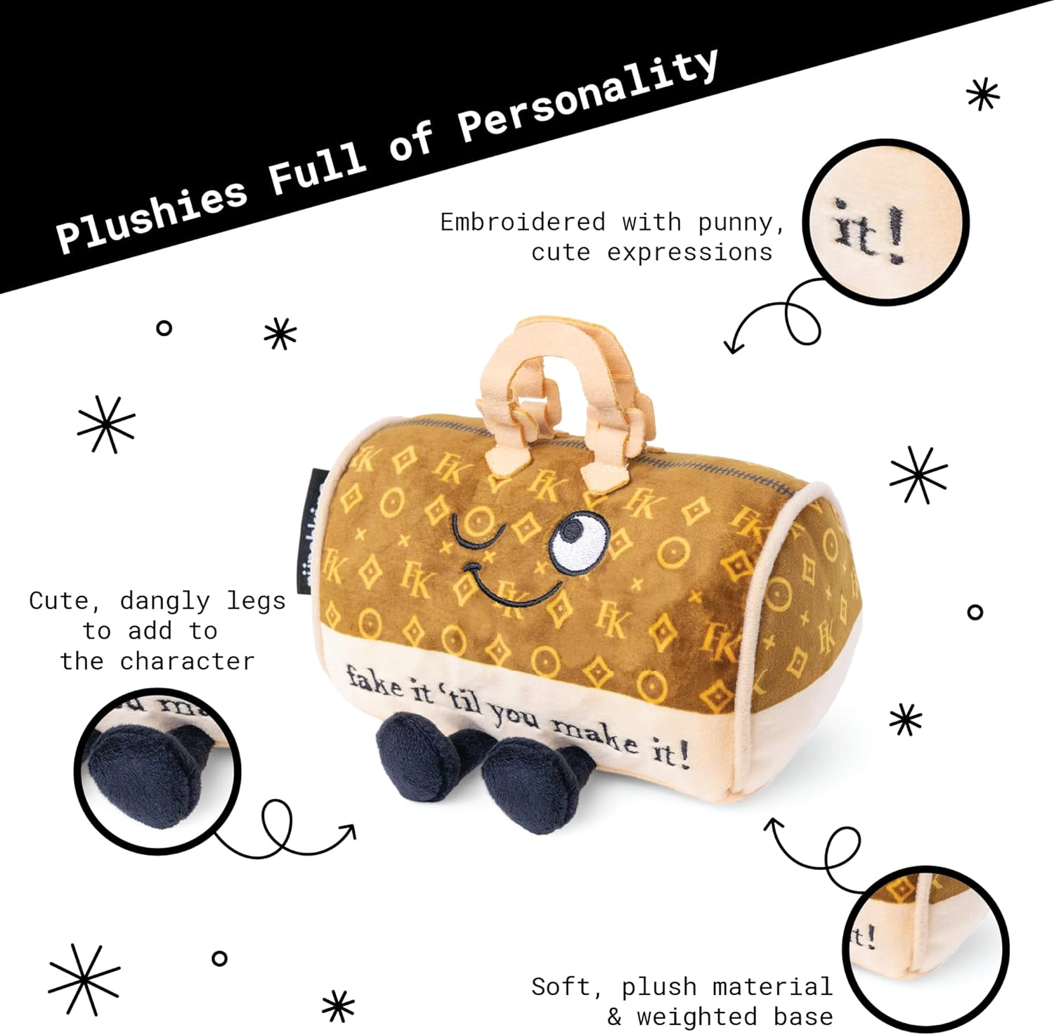 Punchkins "Fake It Till You Make It" Plush Handbag Plush Toy - Brown Western image number 2