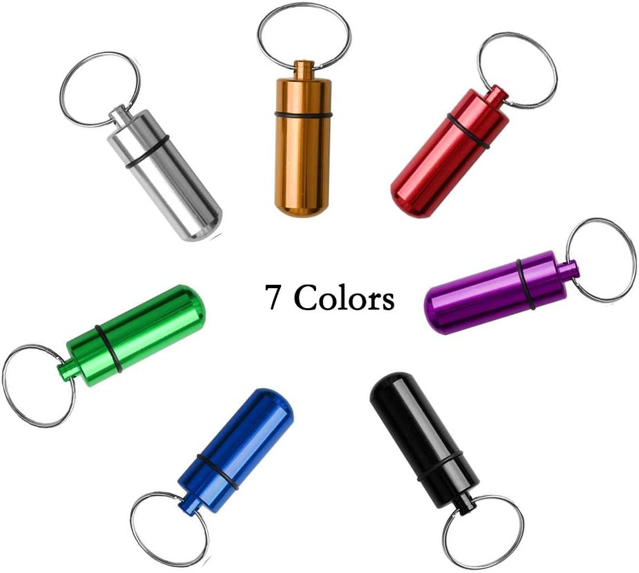 12 Pieces Aluminum Pill Box, Betterjonny 7 Colors Waterproof Portable Pill Case Bottle Container Travel Medicine Pill Holderfor Outdoor Sports image number 2