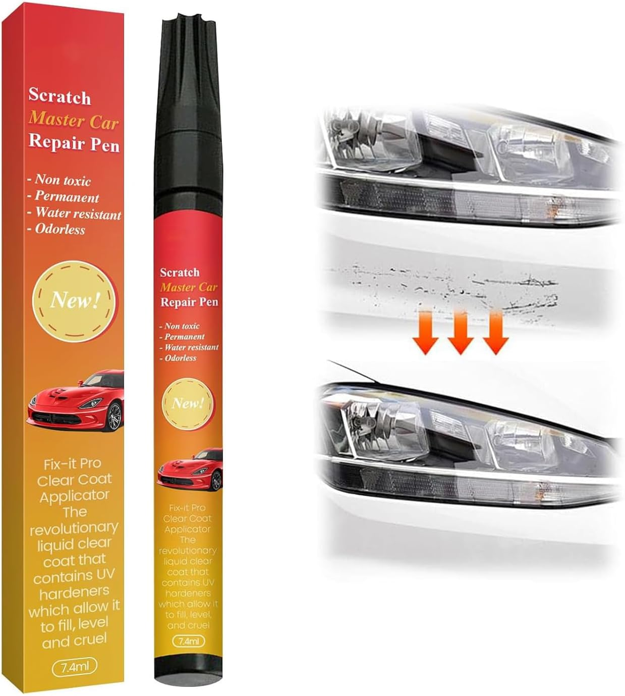 All Cars Magic Pen for Car Scratches, Automotive Touchup Paint, Magic Car Scratch Removal Pen, Weatherproof Touch up Paint Pens, Quick and Easy Scratch Repair Pens for Cars (2Pc)