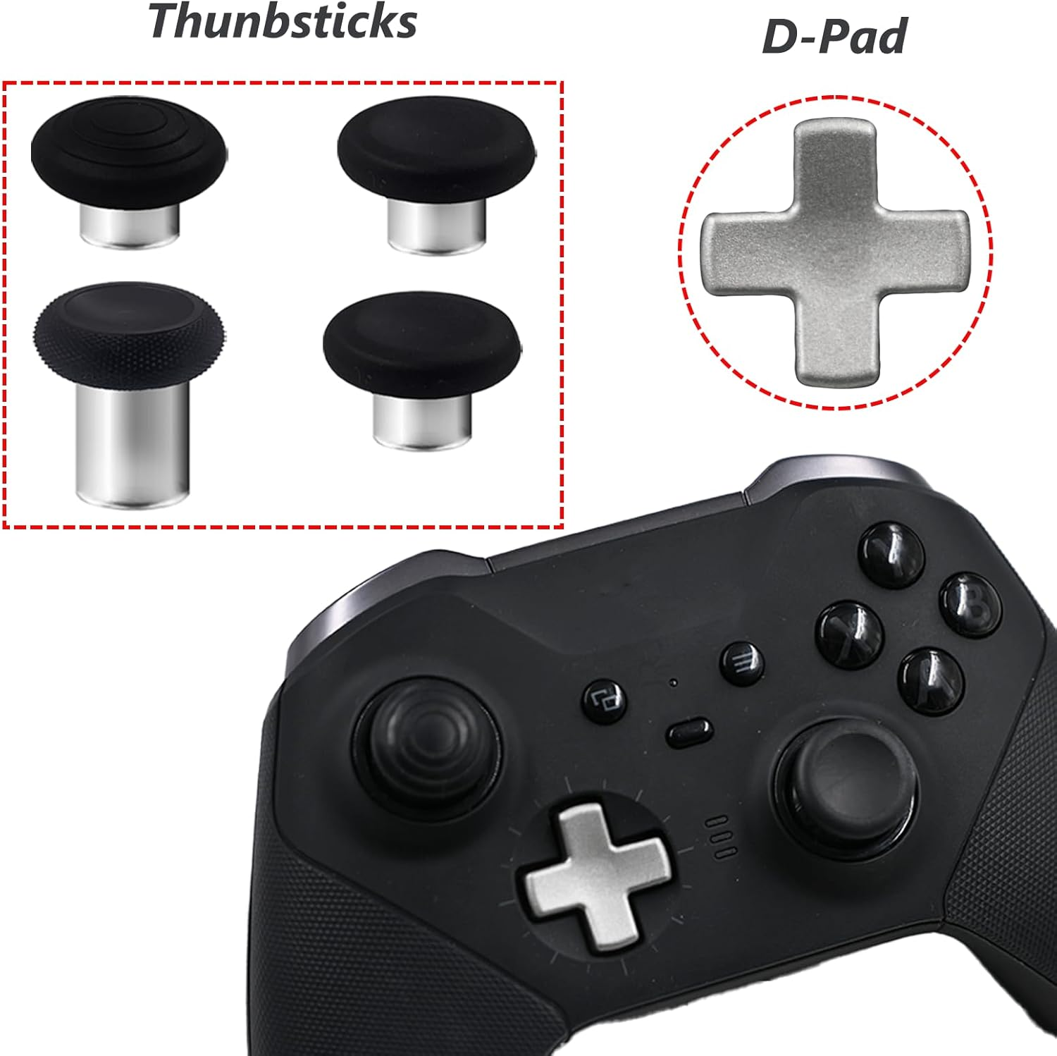 9 Pack Elite Series 2 Core Controller Paddles for Xbox Elite Series 2 Core,Elite Series 2 Controller Accessories for Xbox Elite 2 Core Controller Replacement Kits with 4 Joysticks,4 Paddles,1 D-Pads(Silvery) image number 2