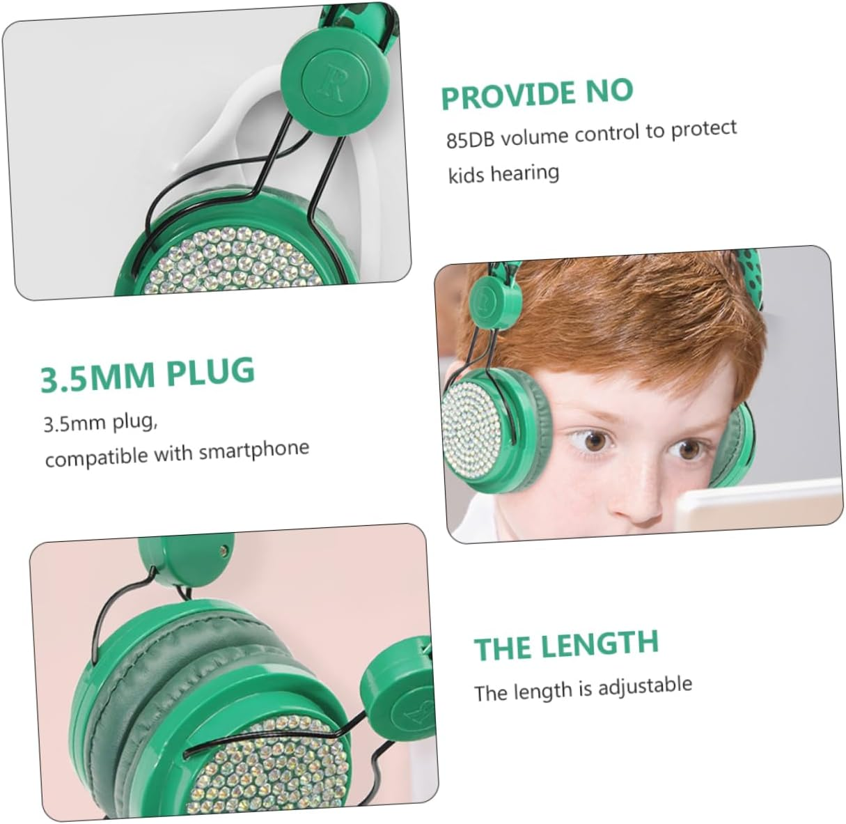 HEALSOPTHY Boy Girl Headphones Dinosaur Rhinestone Headset Microphone for Boys and Girls over Ear Headphones Microphone for Phone Computer Travel Scenarios image number 5