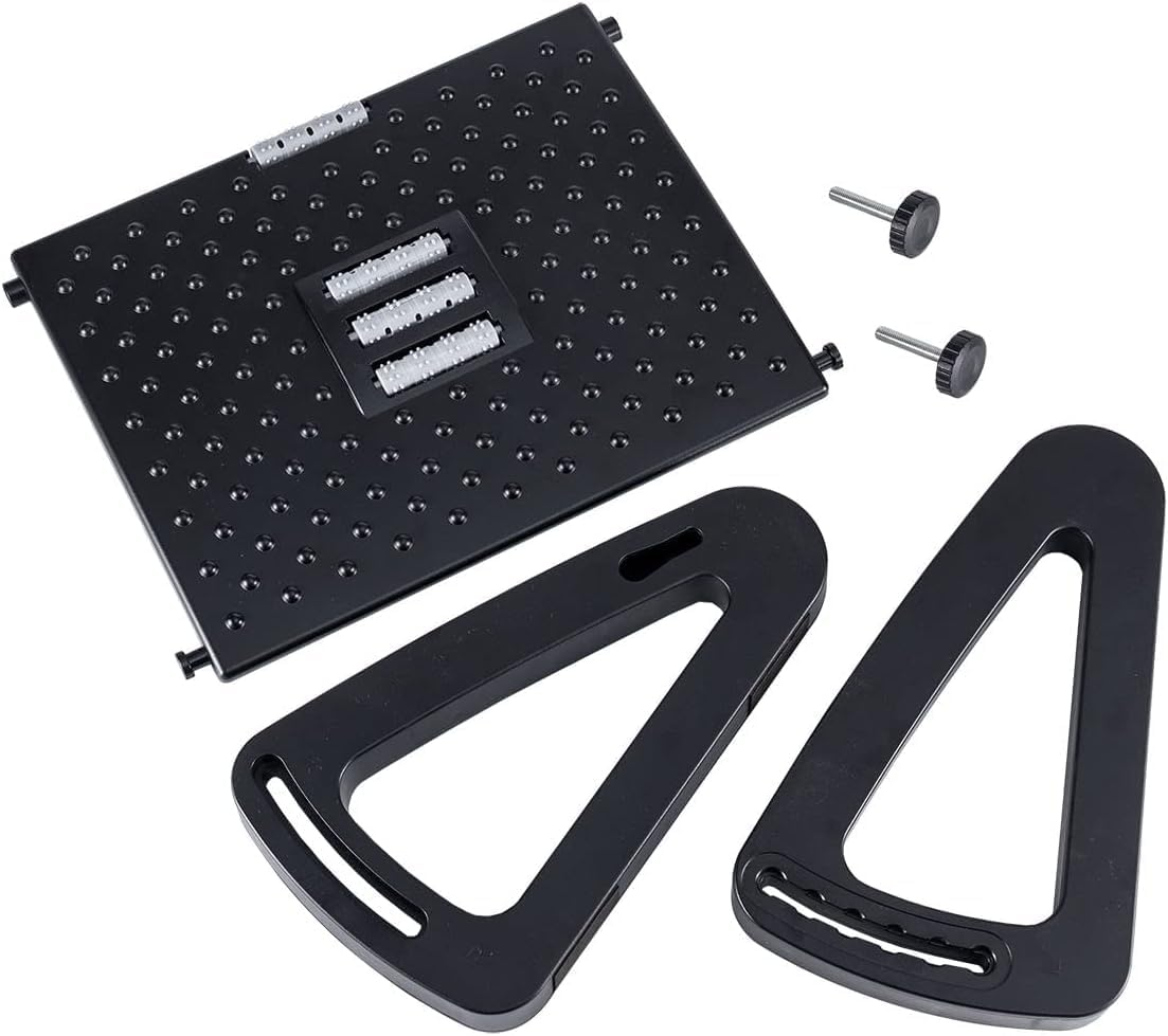 Mumoo Bear Foot Rest for under Desk at Work, Ergonomic 6 Heights Adjustable Footrest with Massage Roller, Portable under Desk Foot Stool for Home,Office, Black image number 2