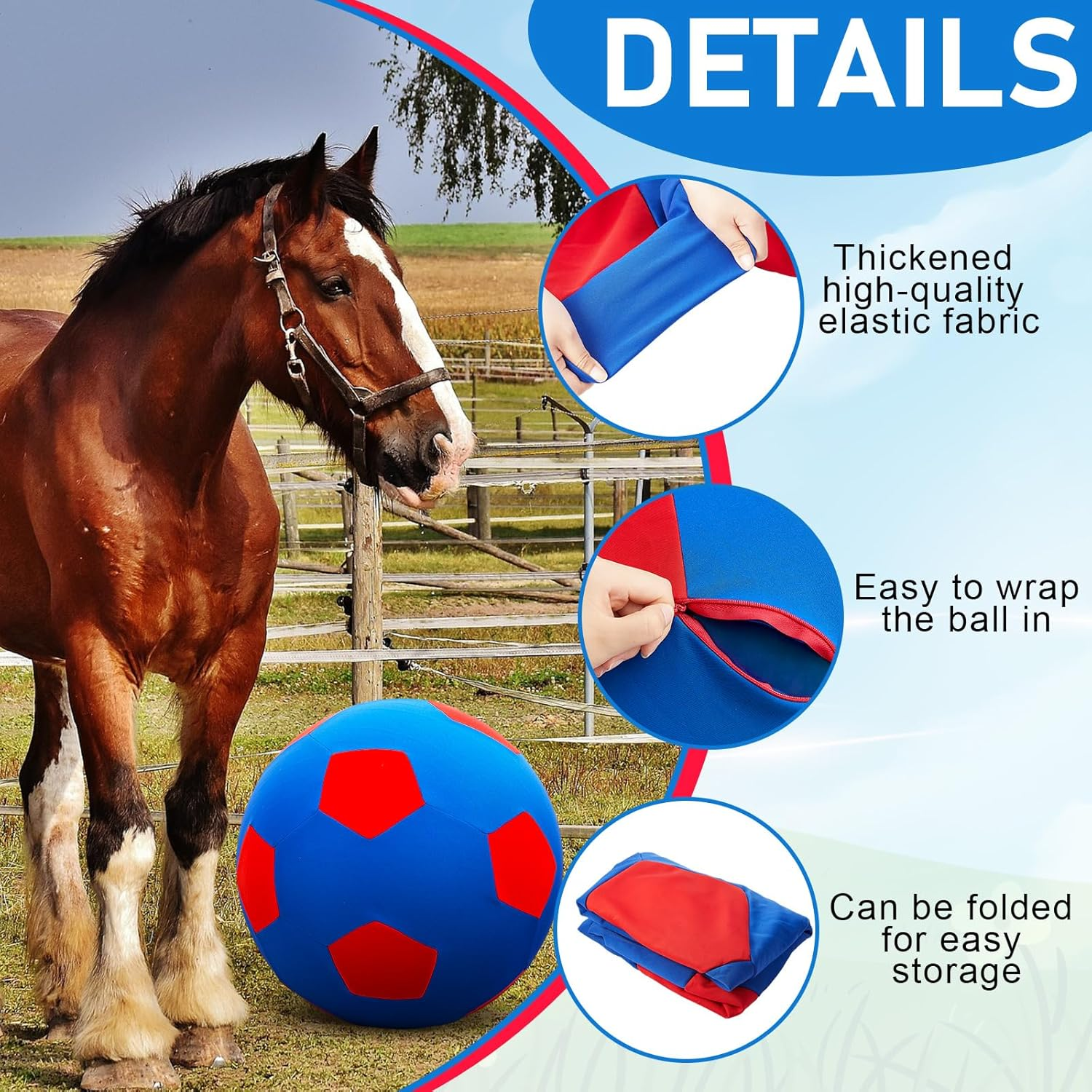 Vercanmonth 2 Pcs 40 Inch Horse Ball Covers Please Watch VCR for How to Inflation Mega Herding Play Covers for Horse Herding Ball (Vibrant Style) image number 3
