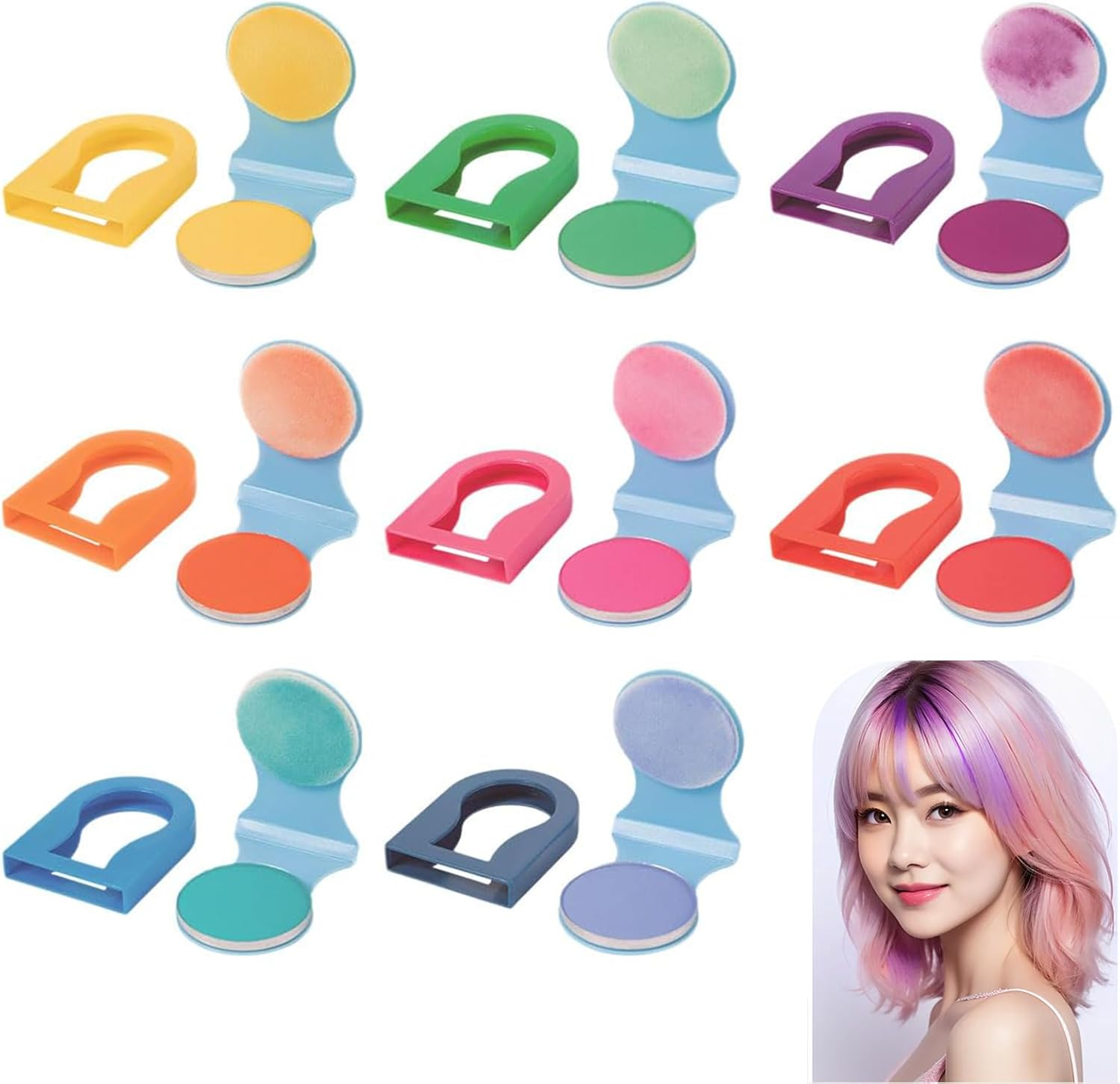 Yeanifeana 8 Colors Hair Chalk Set, Temporary Washable Hair Color Makeup, Non-Staining & Easy to Wash off Hair Dye for Halloween, Christmas, Cosplay & Theme Parties image number 5