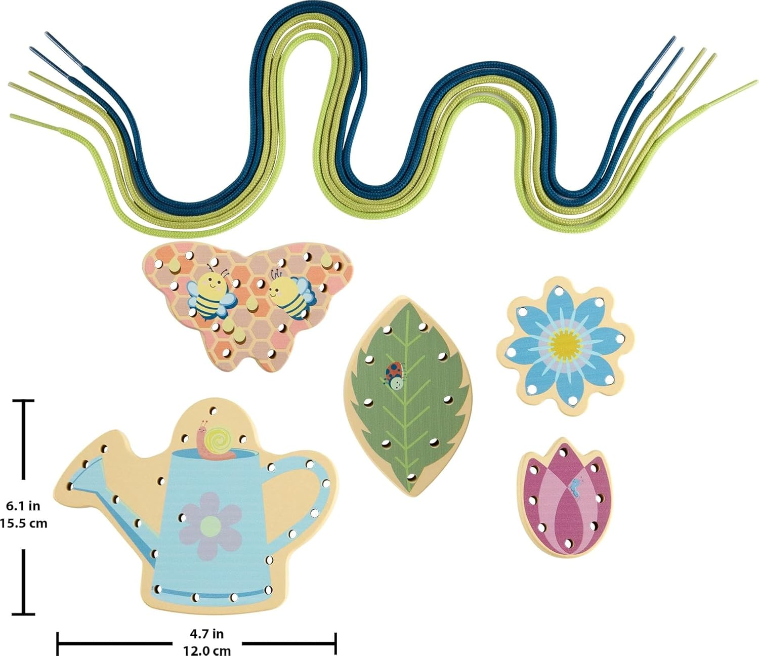 Fisher-Price Wood Preschool Toy Lacing Activity Cards, Tiny Garden 10-Piece Set for Fine Motor Skill Development Kids Ages 3+ Years (Amazon Exclusive) image number 1