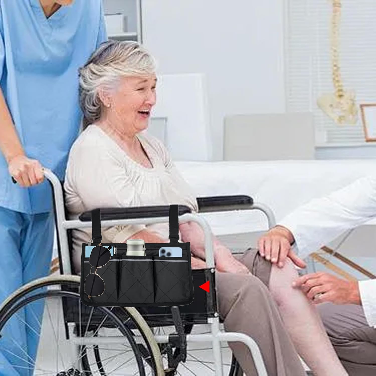 Pack of 2 Wheelchair Bags, Wheelchair Bag, Portable, Rear Wheelchair Bag, Black, Bag for Wheelchair with Reflective Strips, Wheelchair Storage Bag for Seniors, Adults image number 4