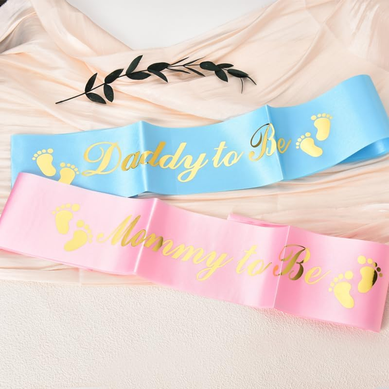 Daddy Mommy to Be Sash for Baby Shower Party Sashes New Mom Dad Gifts Gender Reveal Newborn Party Favors Pregnancy Announcement Sash for New Mother Father 2Pcs
