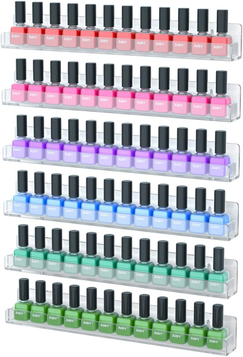 NIUBEE 6 Pack Nail Polish Rack Wall Mounted Shelf (15 Inch (Pack of 6))