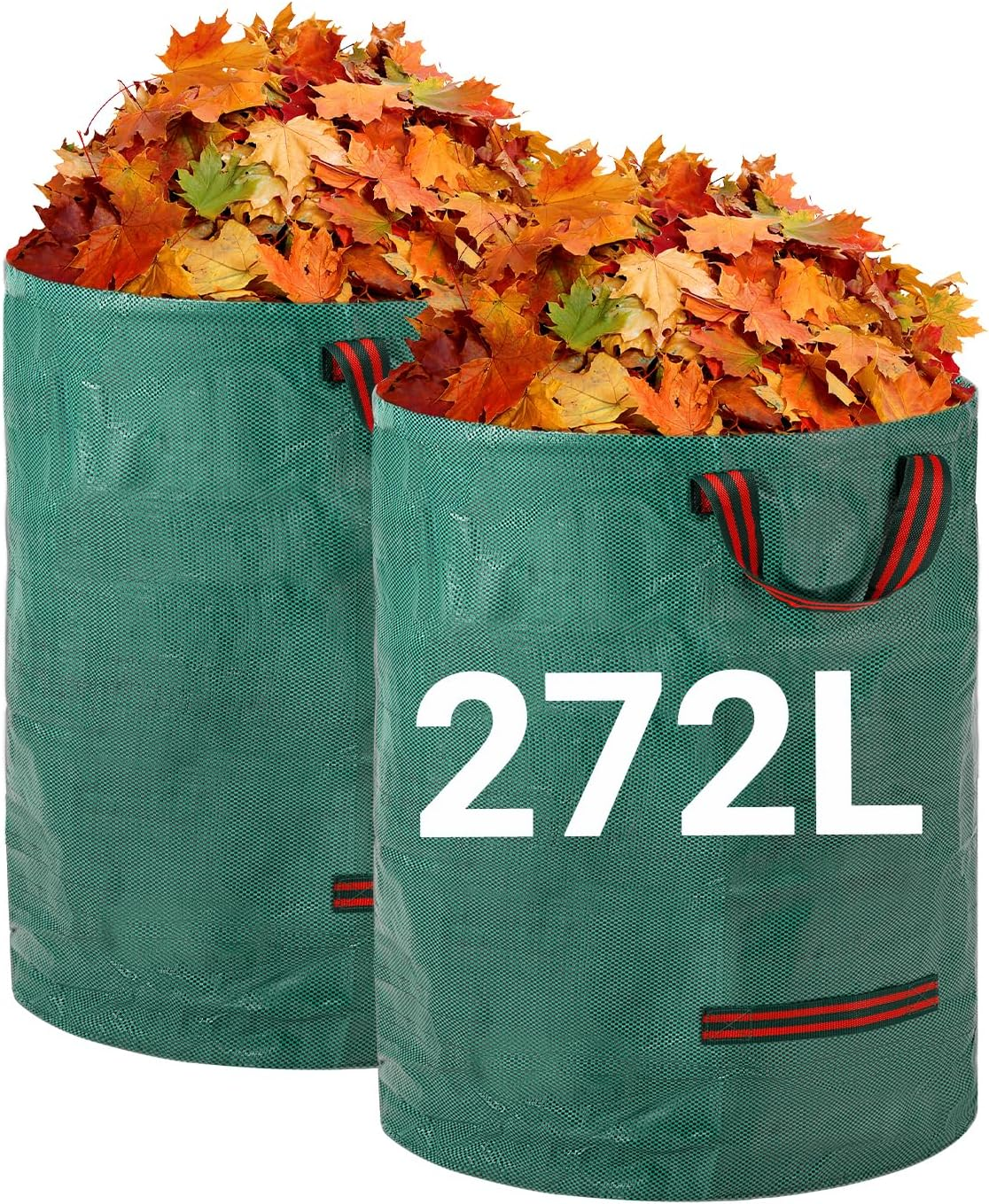 Velway Garden 2 X 272L Garden Waste Bags - Reusable Garden Bags with Handles - Industrial Fabric for Leaves Rubbish Rubble - Waterproof Garden Rubbish Bags