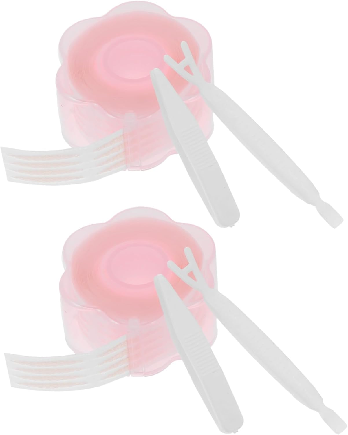 TOPPERFUN 2 Sets Invisible Double Eyelid Tape with Fork Tweezer Pink Cosmetic Accessories for Natural Eye Makeup Breathable Lace Design Suitable for Uneven and Droopy Eyelids Easy image number 6