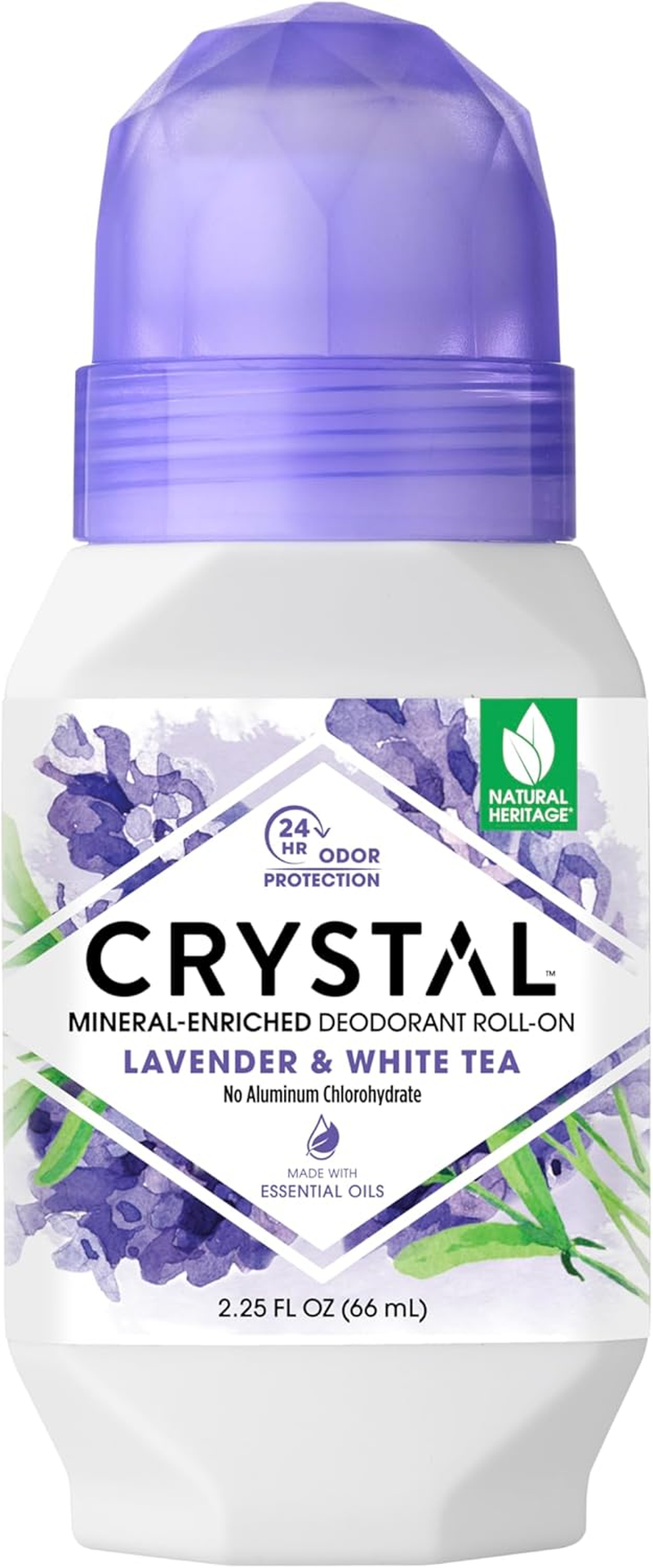 Crystal Mineral Deodorant Roll-On, Lavender & White Tea, Purple, 2.25 Fl Oz image number 1