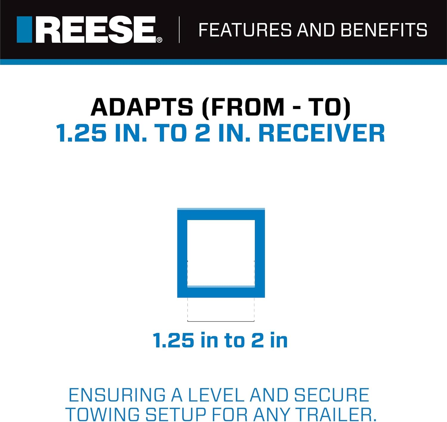 Reese Towpower 7020500 1-1/4" to 2" Receiver Adapter - 6" Long, Black image number 5