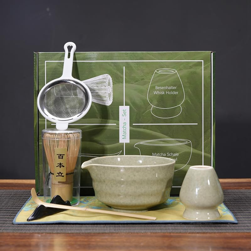 Premium Matcha Whisk Set - 4PC Handcrafted Bamboo Chasen & Ceramic Bowl Kit for Traditional Japanese Tea Ceremony, Perfect for Tea Lovers with Whisk Holder & Scoop image number 4
