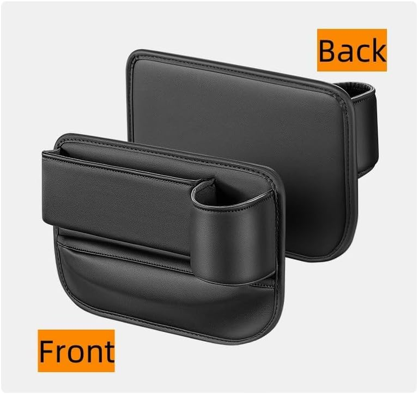 2 Pack Car Leather Cup Holder Gap Bag, Seat Gap Storage Box, Adjustable Car Seat Storage Box, Car Seat Gap Organizer, for Glasses Phones Keys and Cards (Driver Side Passager Side) image number 1