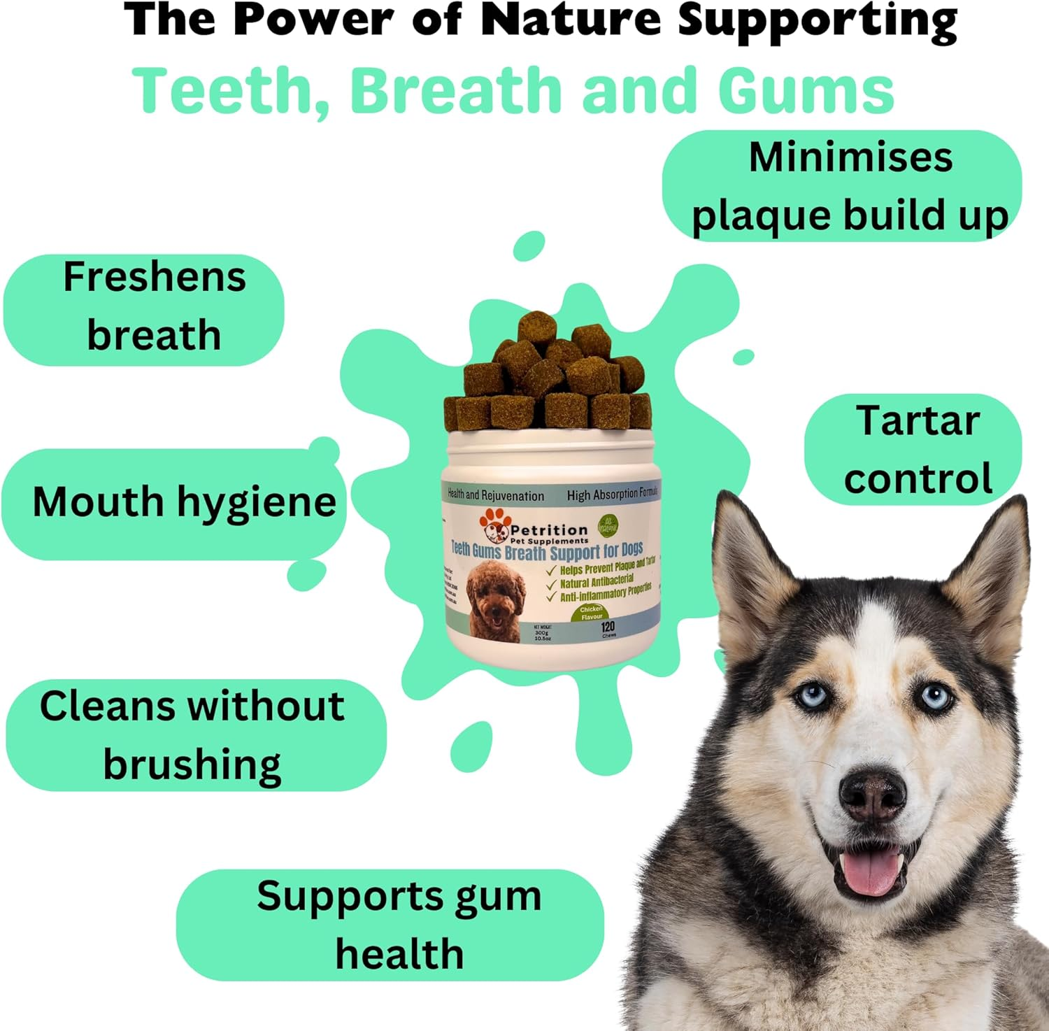 Petrition Teeth Gums Breath Support - 120 Chews Chicken Flavour image number 5