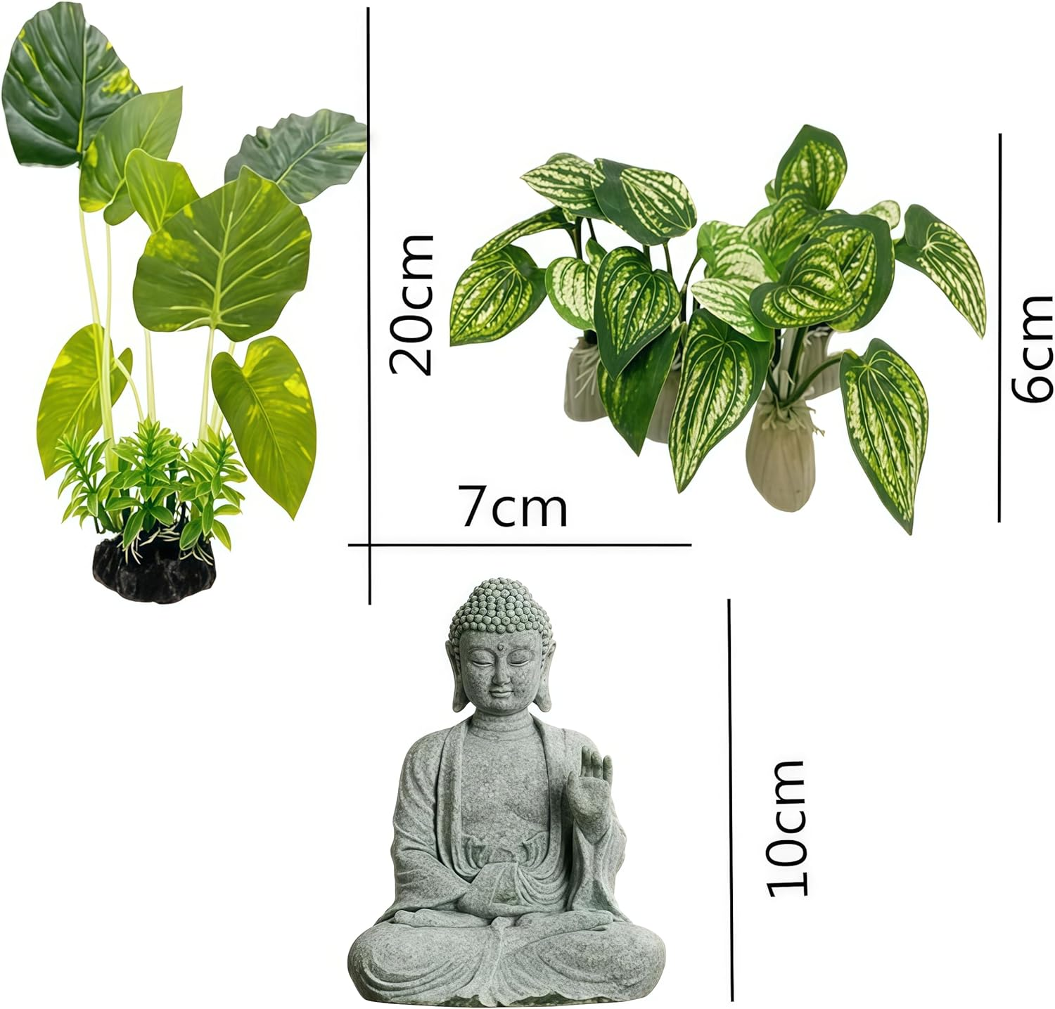 6Pcs Buddha Set,Fish Tank Decorations Aquarium Decoration Small Ornaments Accessories Betta Fish Rest Leaf Buddha for Household and Office Aquarium Simulation. image number 1