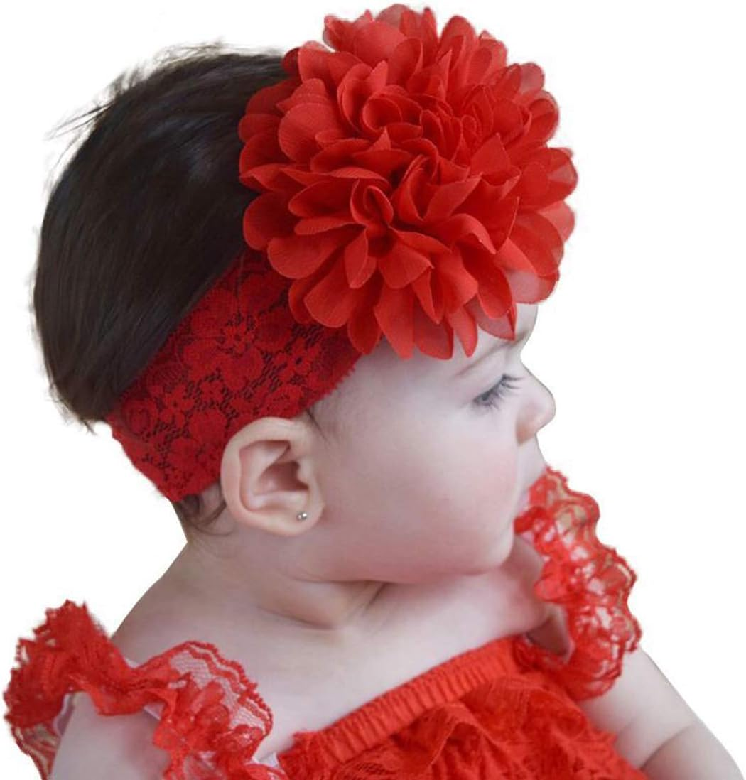 Willingtee 20Pcs Baby Girls Headbands Chiffon Flower Lace Band Hair Accessories for Baby Girls Newborns Infants Toddlers image number 2