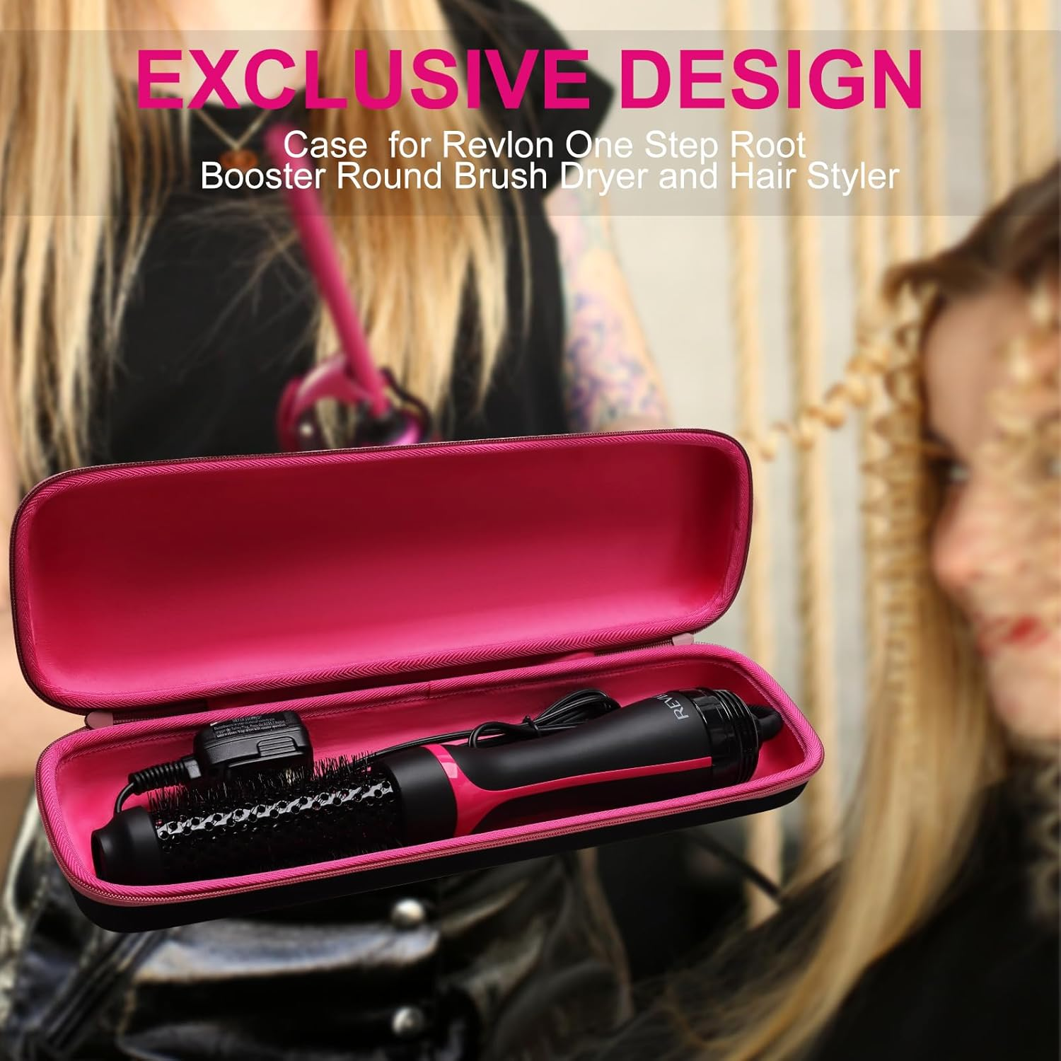 LTGEM EVA Hard Case for Revlon One Step Root Booster round Brush Dryer and Hair Styler - Travel Protective Carrying Storage Bag, Pink image number 2