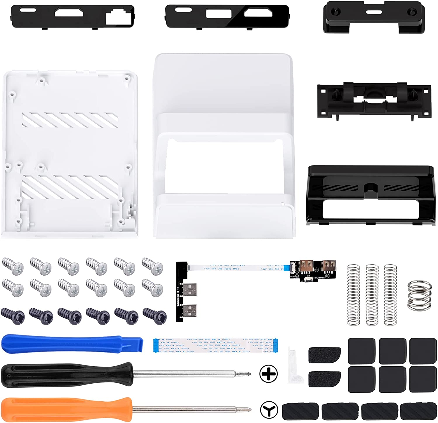 Extremerate Airydocky DIY Kit White Replacement Case for Nintendo Switch Dock, Redesigned Portable Mini Dock Shell Cover for Nintendo Switch OLED - Shells Only, Dock & Circuit Board Chip NOT Included - Clear image number 3