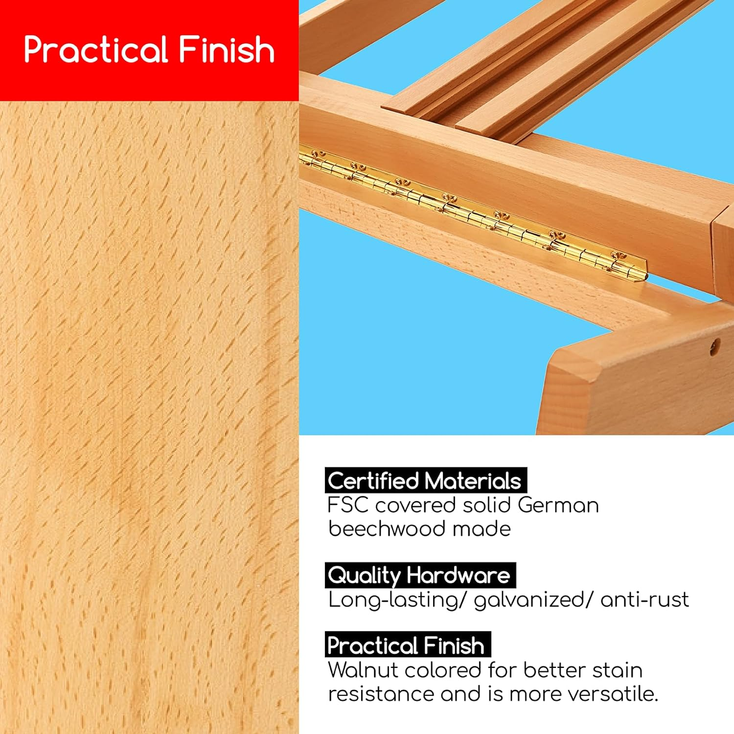 MEEDEN Large H-Frame Easel, Solid Beech Wooden Easel, Painting Art Easel for Display, Easels for Painting Holds Canvases up to 78", Natural image number 3