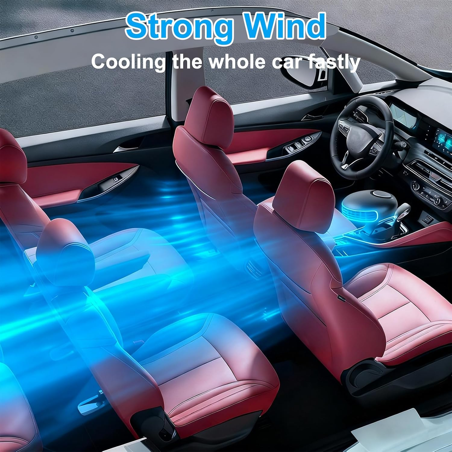 B-Qtech Car Cooling Fan 12V, Portable Car Cooling/Heating Fan 2 in 1, Car Windscreen Defogger Defroster Anti-Fog, 360&deg; Adjustable Low Noise for Vehicles image number 2