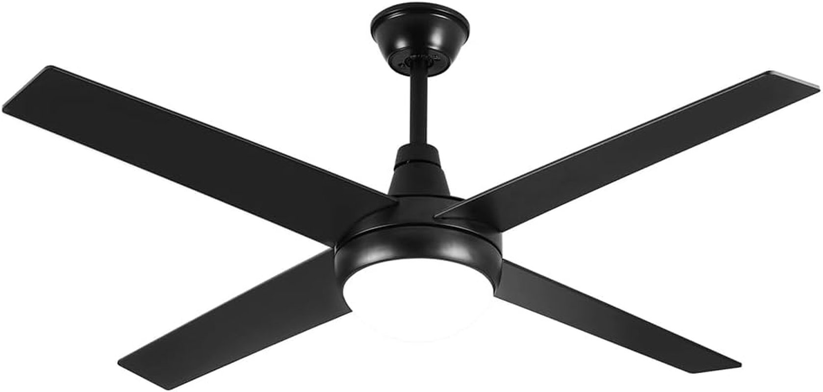 Krear 52" Ceiling Fan with Remote Control, Wood Ceiling Fans with 4 Blades, 6 Speed DC Motor, Indoor Outdoor Ceiling Fan for Patio, Bedroom, Living Room, Office, Black