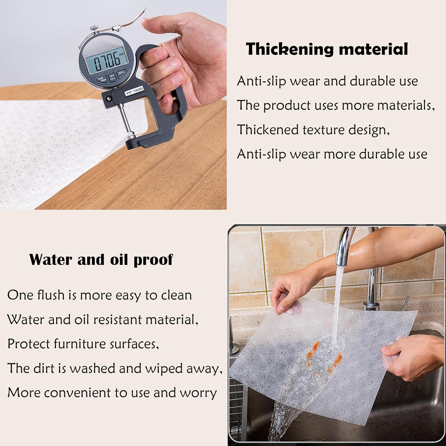 Shelf Liner Cabinet Liner, Non-Adhesive Drawer Liner, Washable 12Inchx 5M Waterproof Durable Non-Slip Shelf Liner for Kitchen, Drawers, Refrigerator (Clear/Flower) image number 1