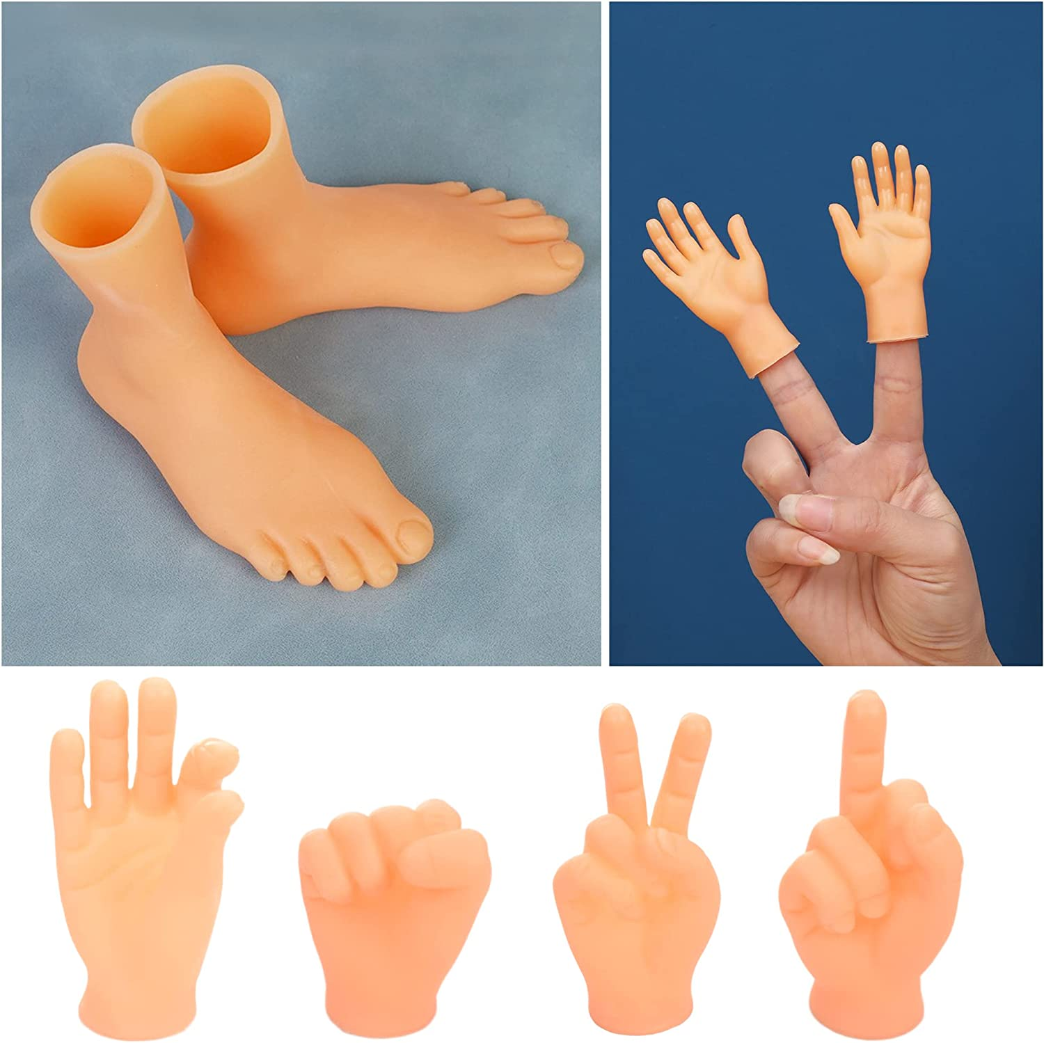 14 Pack Tiny Finger Hands,Little Rubber Finger Hand,Flat Hand Style Mini Realistic Hand for Puppet Show,Party Favors,Games,Gag Performance,Kids image number 2