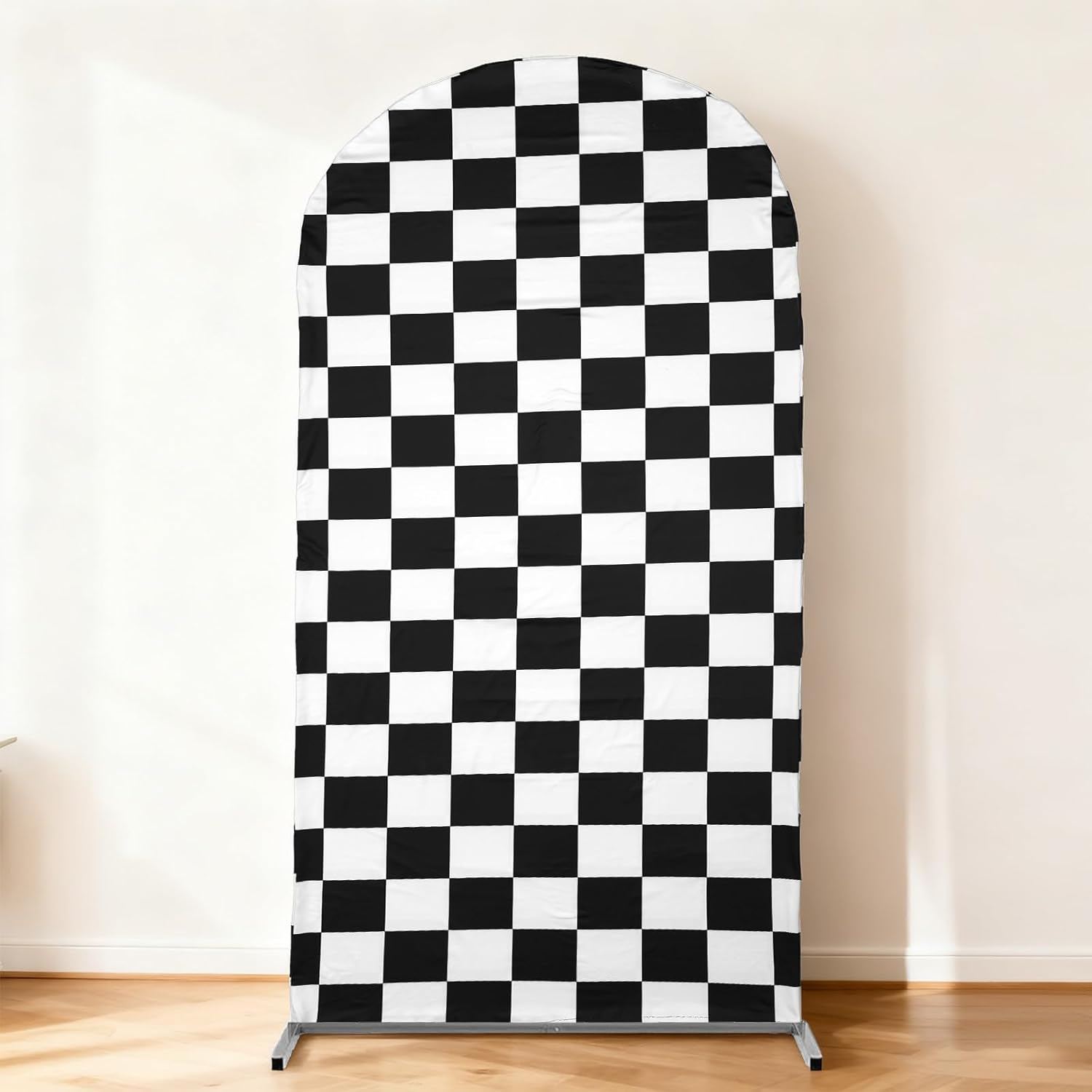 Truck Arch Backdrop Cover, 6Ft Racing Party Arch Cover Black & White Checkered Birthday Decorations for Kid Boys image number 2