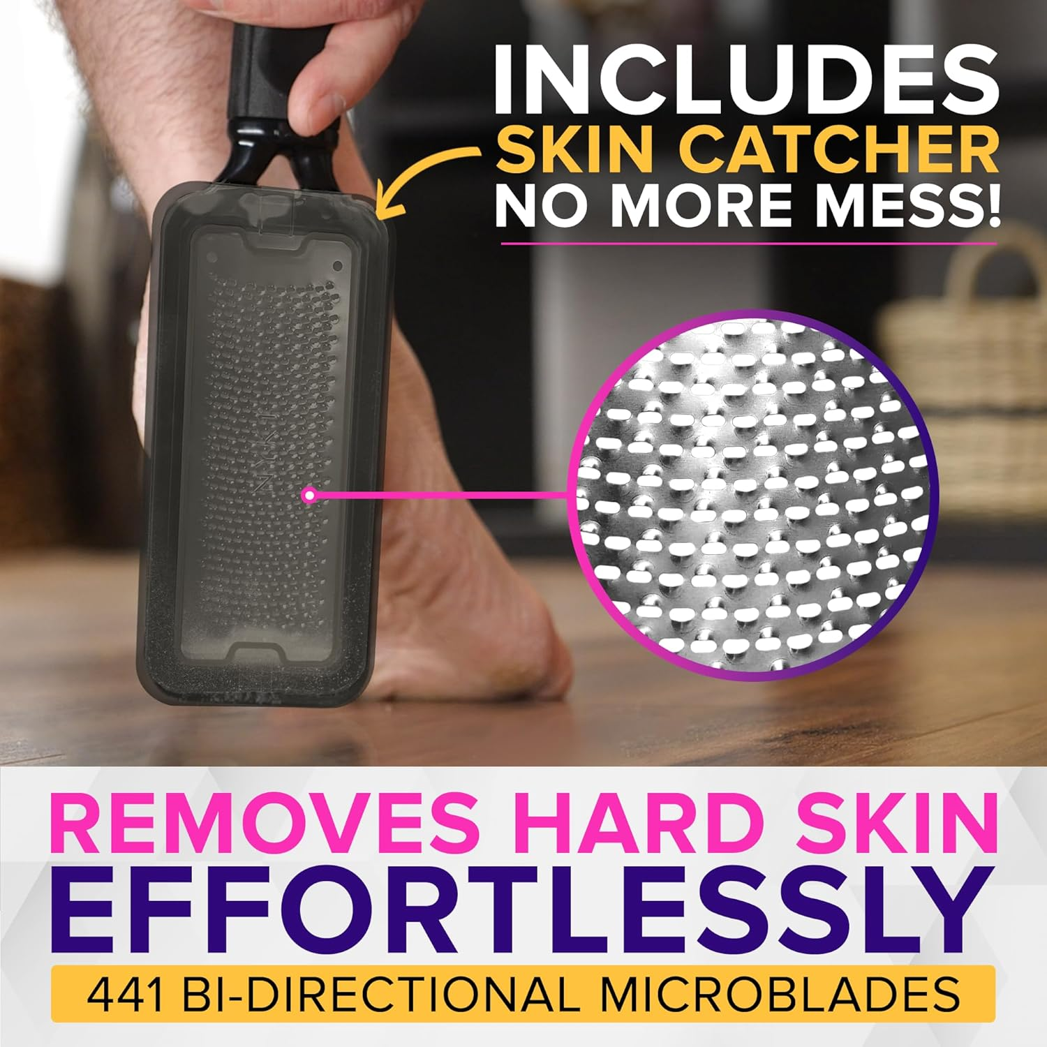 RUSTPROOF Foot File Callus Remover for Feet with Skin Catcher (XL Size) NYK1 MEGAFILE Foot Callus Remover for Wet & Dry Use - High-Performance Feet Scrubber with Textured Grip for Non-Slip Control image number 3