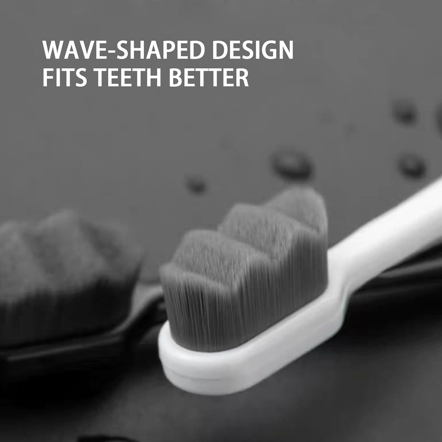 Extra Soft Toothbrush for Sensitive Gums and Teeth with 20000 Ultra Soft Bamboo Charcoal Bristles Excellent Cleaning Effect Black Wave Bristle 2 Pack image number 3