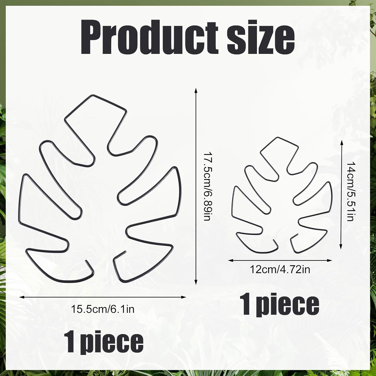 BOXOB Pack of 2 Plant Supports for Monstera Leaves, 2 Sizes Hooks to Support Climbing Plant Stems, Ideal Plant Support Monstera for Thriving Plant Growth (Black) - Black image number 4