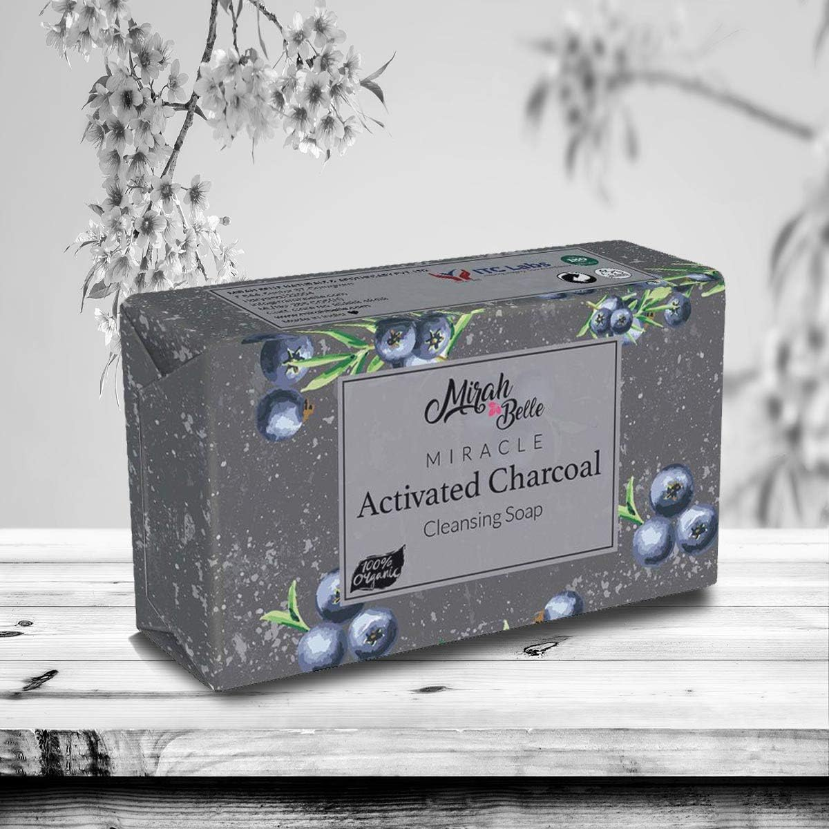 Mirah Belle - Organic Activated Charcoal Cleansing Soap Bar (Pack of 3-125 GMS) - Clogged Pores, Blackheads Removal. SLS, Paraben, Gmo-Free,375 Gm image number 1