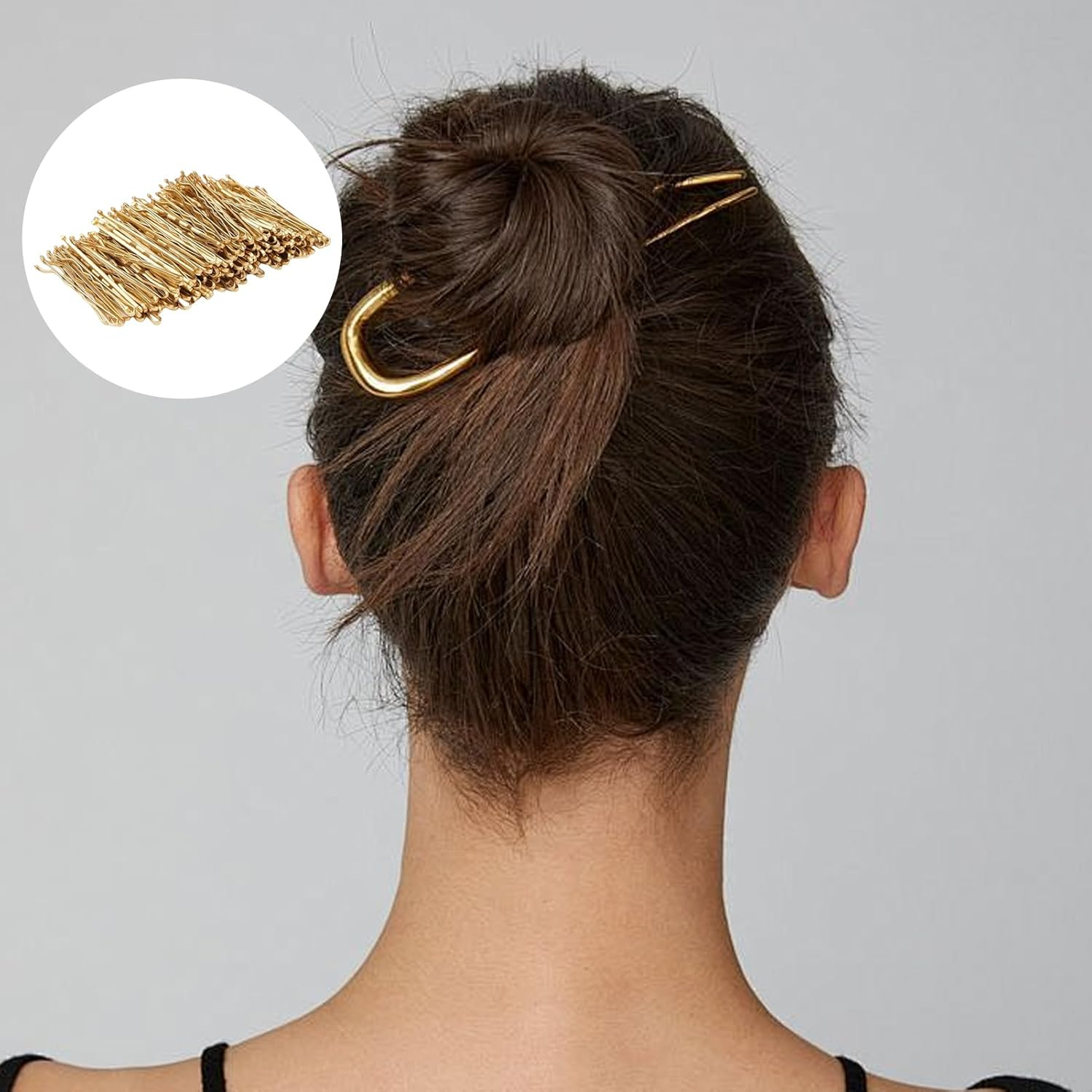 Bobby Pins for Women, Brown Wavy Hair Pins, Medium Size with Storage Jar, Strong Grip image number 1