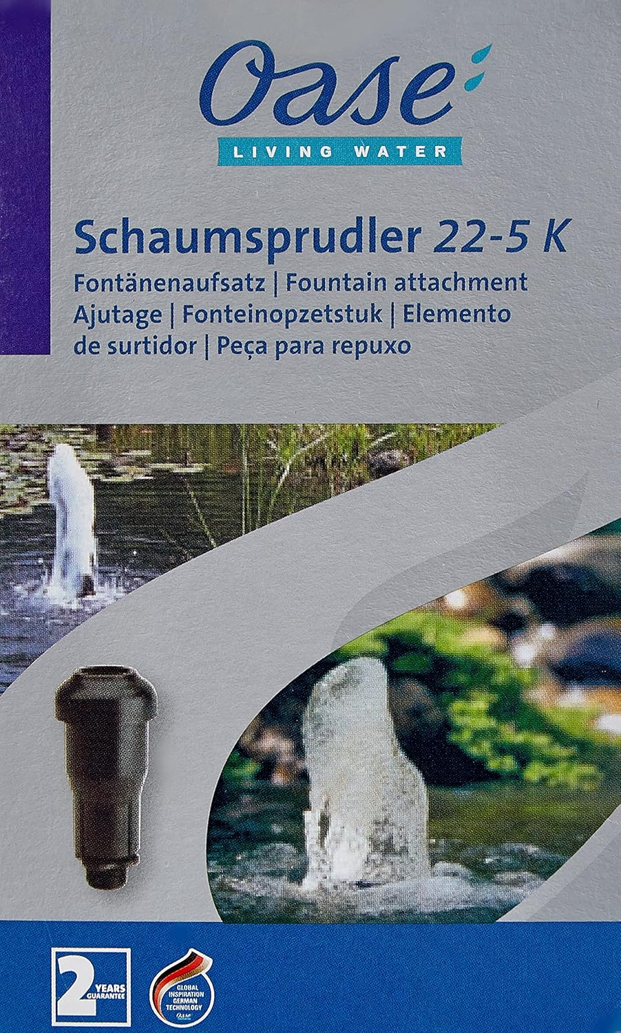 OASE Foam Carbonator 22-5K, Black, Air-Water Foam Nozzle, Flat Water Zones, Smaller Garden Ponds, for Oase Aquarius Fountain Set 1500-3500 image number 1