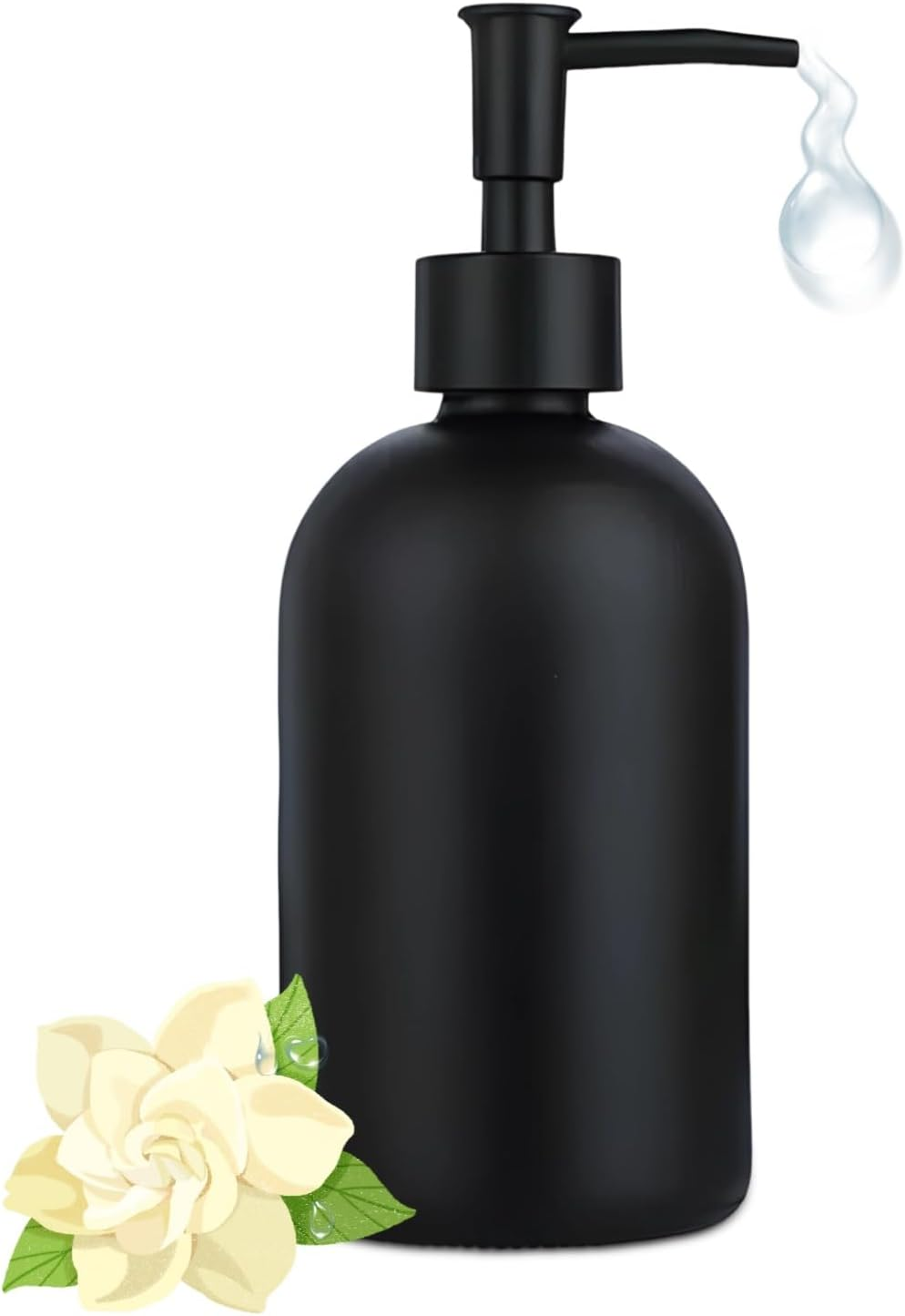 1PC Matte Glass Soap Dispenser, 410Ml/14Oz Liquid Dish Hand Soap Dispenser with Plastic Pump, Kitchen Sink Dish Soap Dispenser, Bathroom Soap Dispenser for Lotion Shampoo Bottle Black image number 5