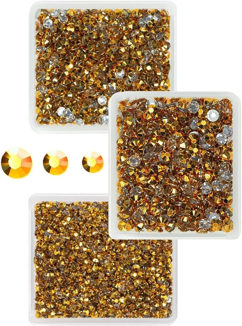 Qiipii 3Mm 4Mm 5Mm Clear Gold Flat Back Simulated Diamond Resin Loose SS10 SS16 SS20 Rhinestones Unattached image number 3