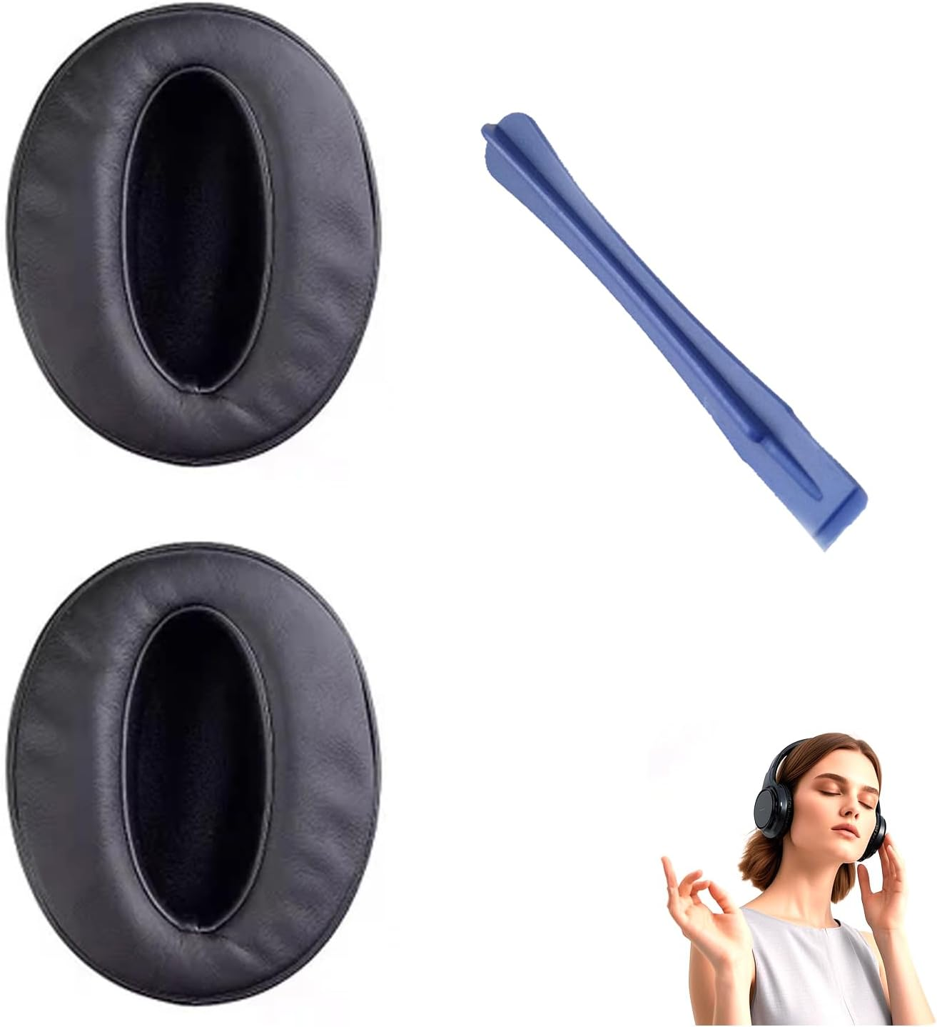 HD4.50BT Replacement Ear Pads, Quite-Comfort Protein Leather Earpads Covers for Sennheiser HD4.50BT, HD4.30, HD4.40, HD350BT, HD400S, HD458BT, and HD300 Headphones, Comfortable Durable image number 1