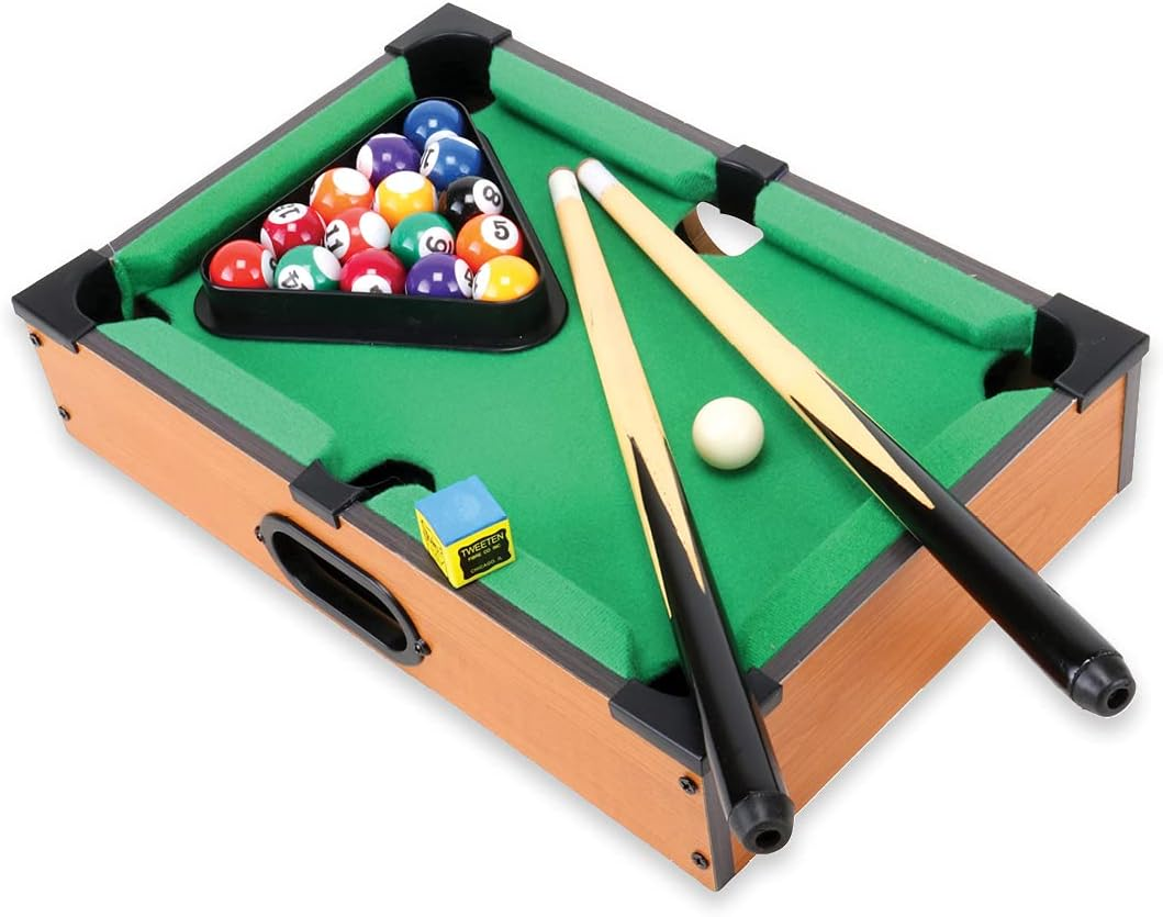 Party Central Kids Mini Pool Table Set, Compact and Portable Billiards Game for Children, Includes Balls, Cues, and Accessories, Fun Indoor Activity for Family and Friends image number 5