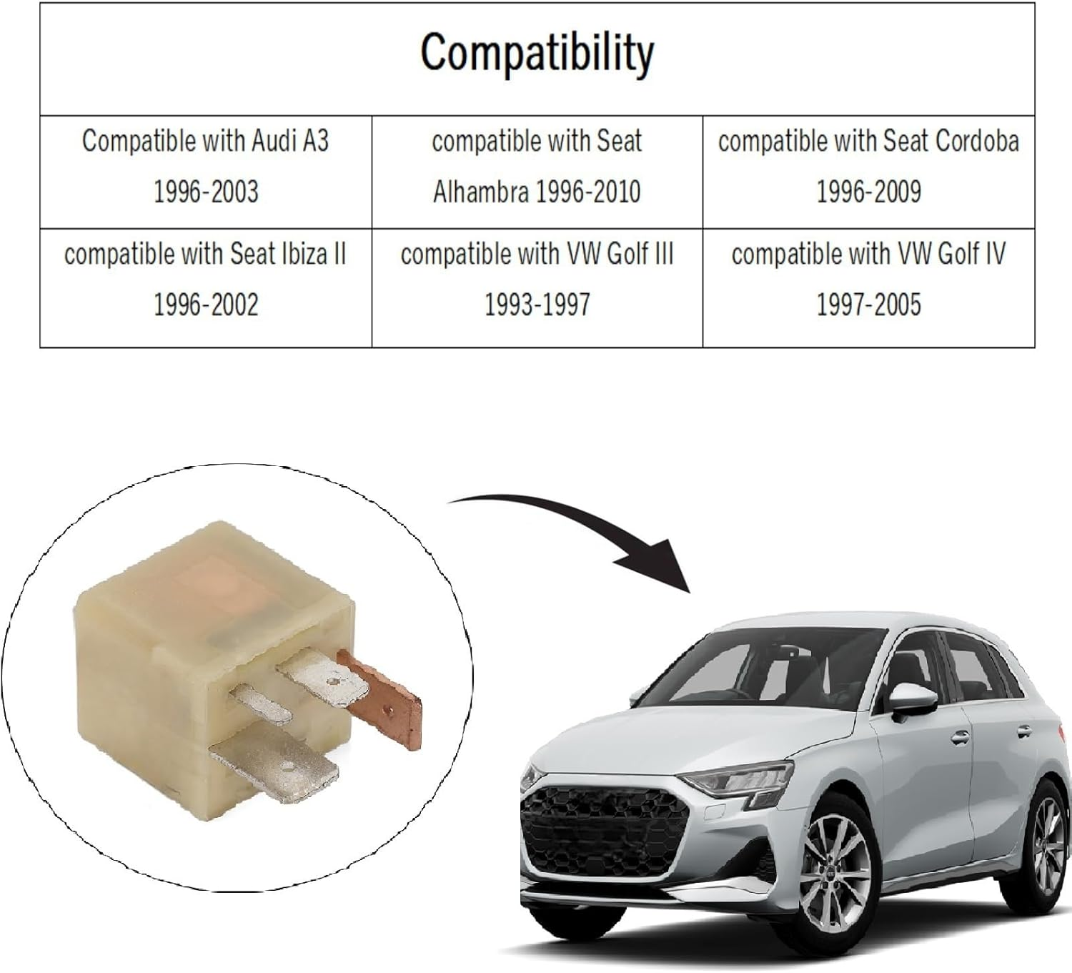 Ruimou 1Pcs 4Pin DC 12V Automotive Fuel Pump Relay Replacement Compatible with AUDI A3 Compatible with VW GOLF 3 4 T4 T5 BUS image number 3
