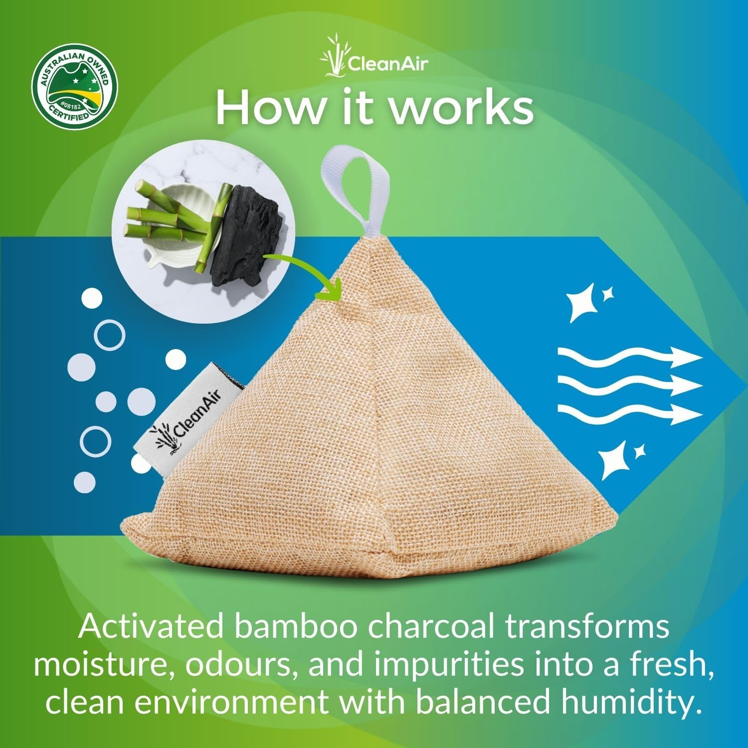 4-Pack Activated Bamboo Charcoal Bags - Effective Air Purifier and Dehumidifier Bags, Beautiful Pyramid Design, Odor Eliminator & Moisture Absorber for Home, Car, Closet, Shoes & More image number 1
