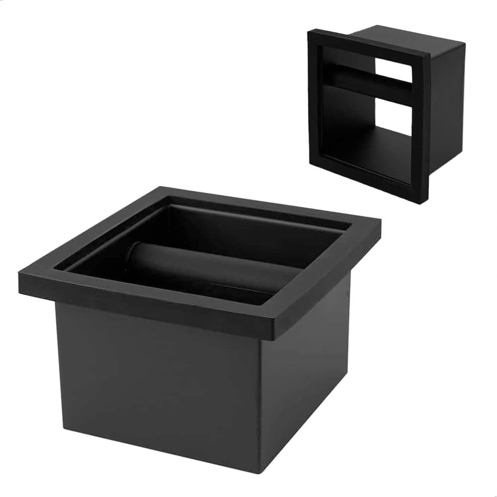 Watchget Espresso Knock Box - Built-In Stainless Steel and Silicone Coffee Knock Box Chute, Detachable Rubber Rod, Square Bottomless Waste Bin for Coffee Grounds image number 5