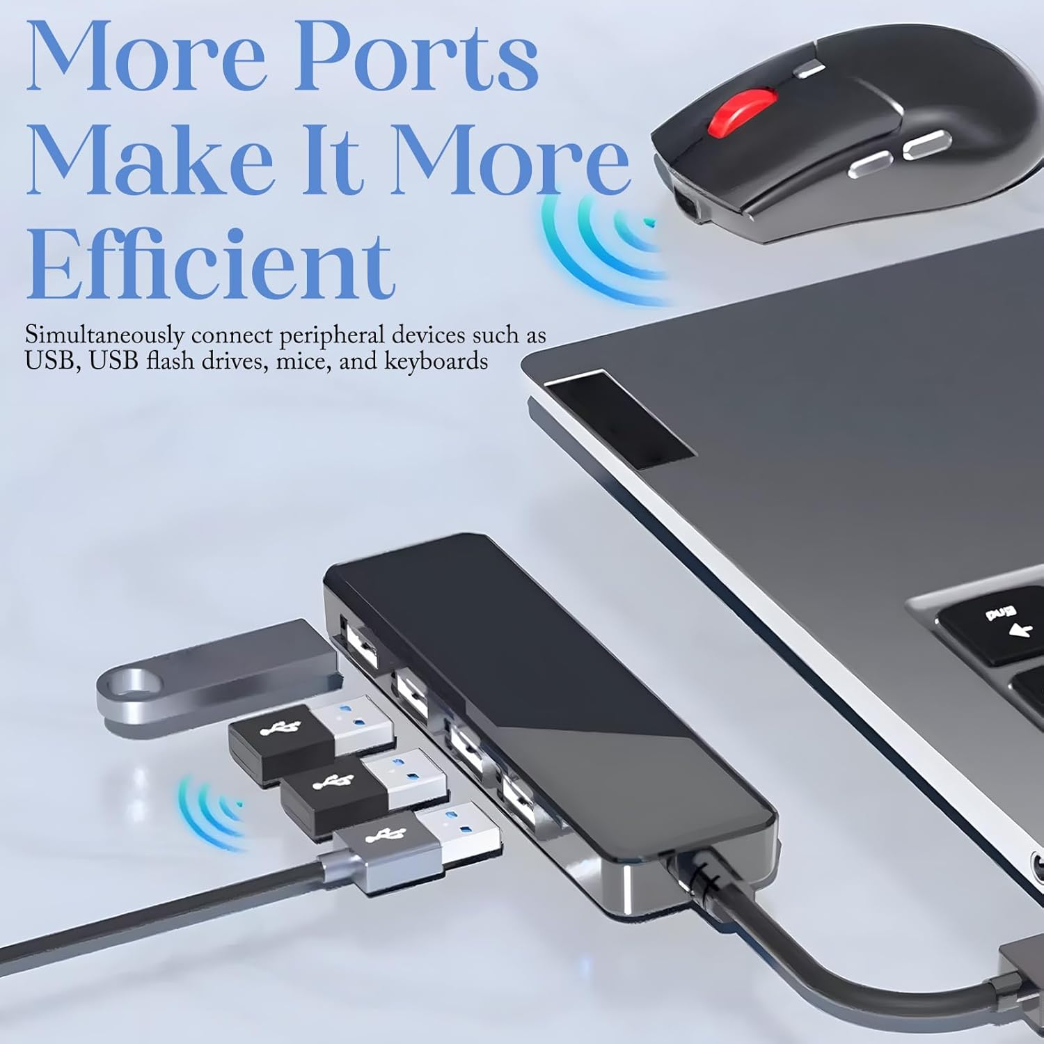 4 Ports USB 3.0 Hub, Type a Splitter Multiport Adapter Splitter Extender - High Speed Data Transfer Expansion - Plug Play Portable Design - Laptop Desktop Computer Accessories Docking Station image number 5